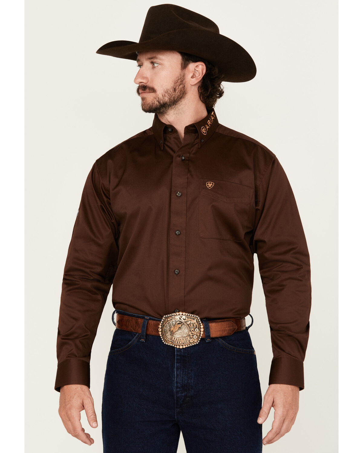 Ariat Men's Team Logo Solid Long Sleeve Button-Down Western Shirt