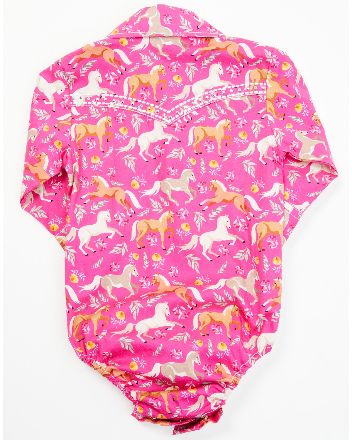 Cowgirl Hardware Infant Girls' Horse and Floral Print Long Sleeve Snap Onesie