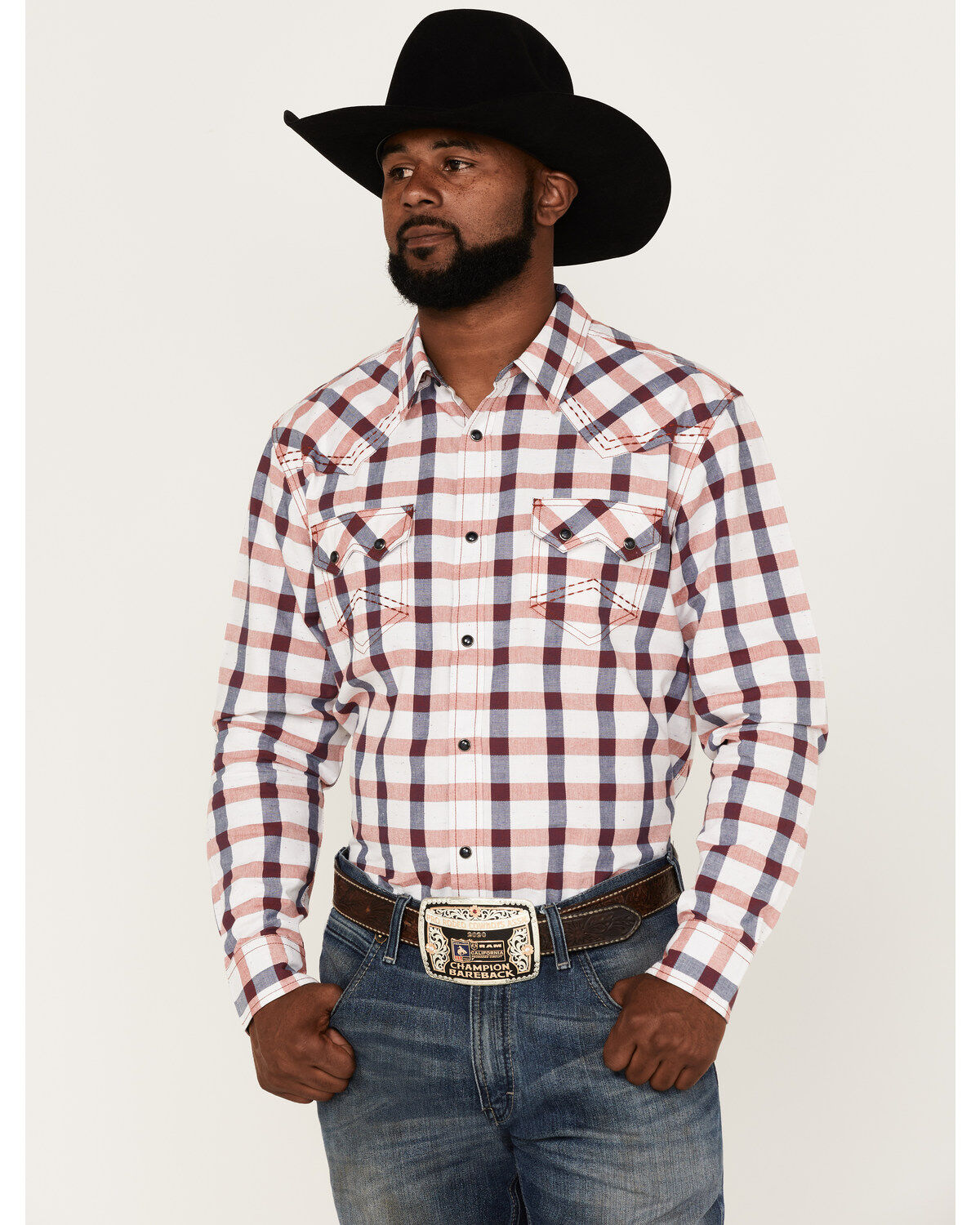 Cody James Men's Blue River Plaid Long Sleeve Snap Western Shirt