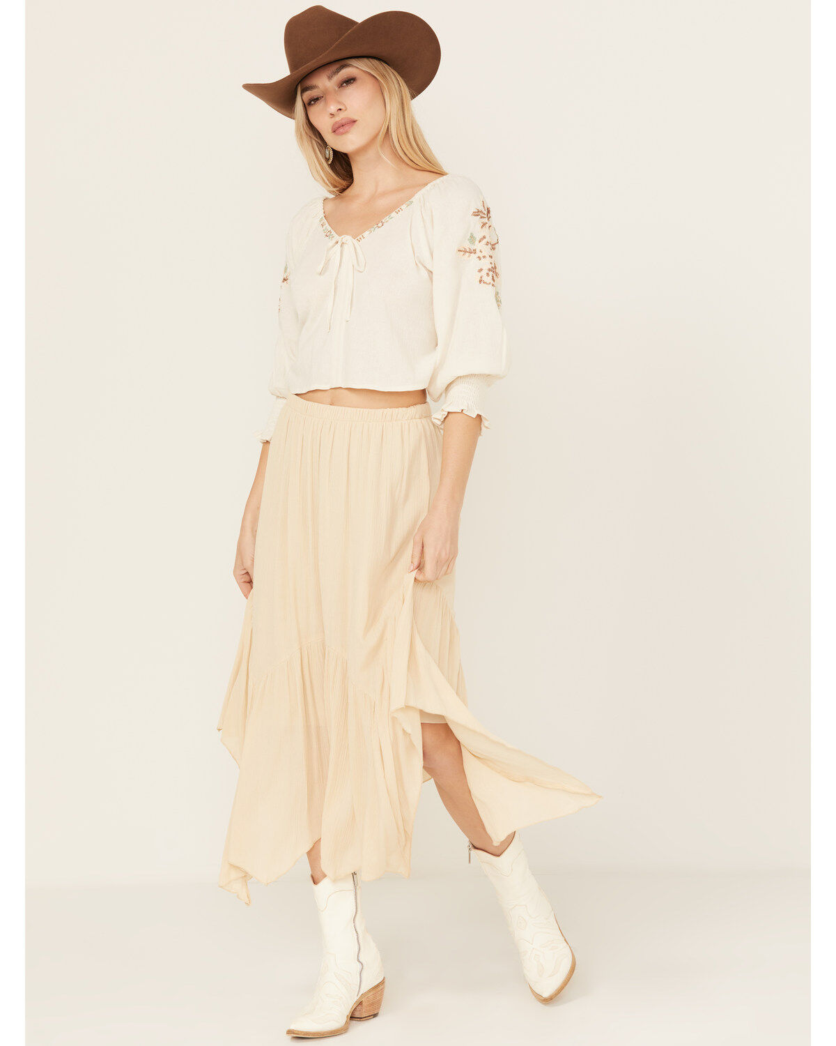 Originality Women's Handkerchief Hem Midi Skirt
