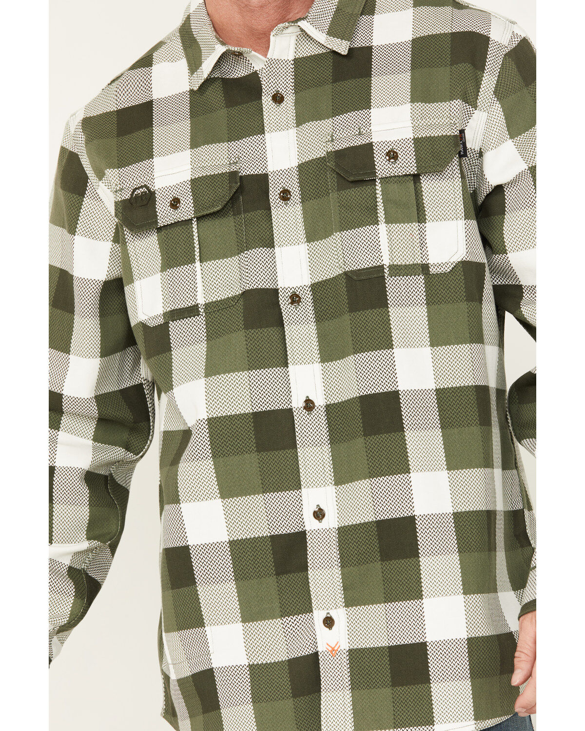 Hawx Men's FR Midweight Plaid Print Long Sleeve Button-Down Work Shirt - Big & Tall