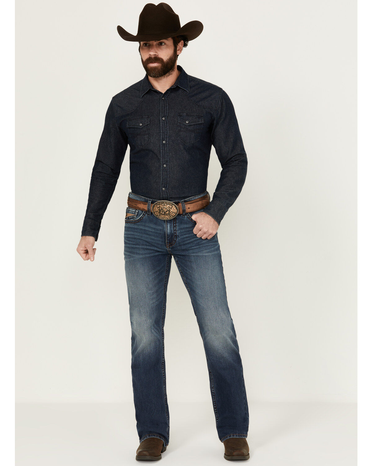 RANK 45® Men's Yuma Medium Wash Slim Bootcut Stretch Denim Performance Jeans