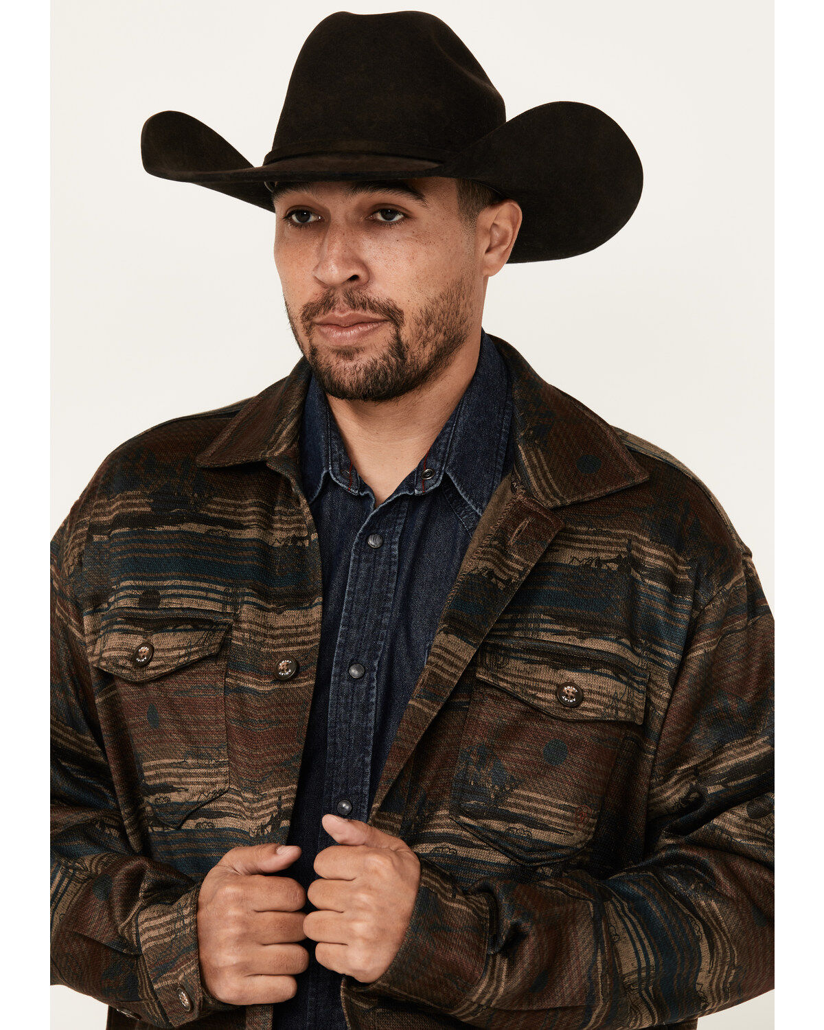 Ariat Men's Caldwell Desert Striped Print Long Sleeve Button-Down Shacket