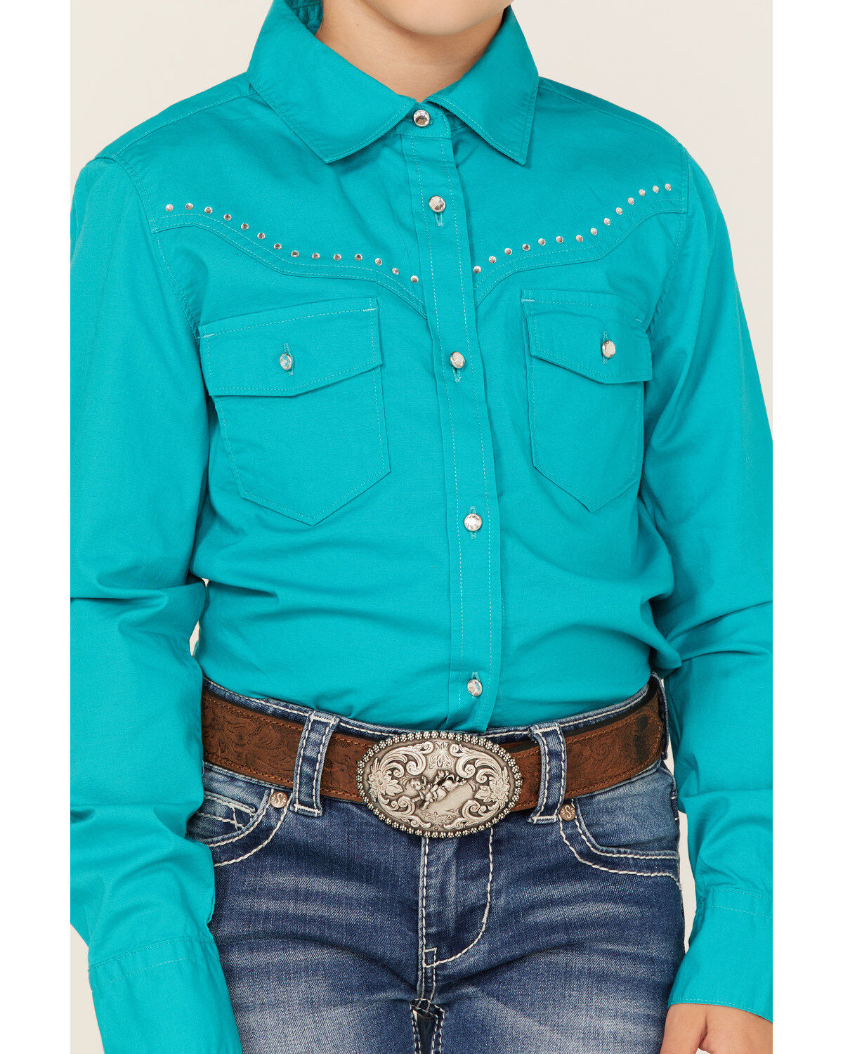 Shyanne Girls' Rhinestone Long Sleeve Western Button Down Shirt