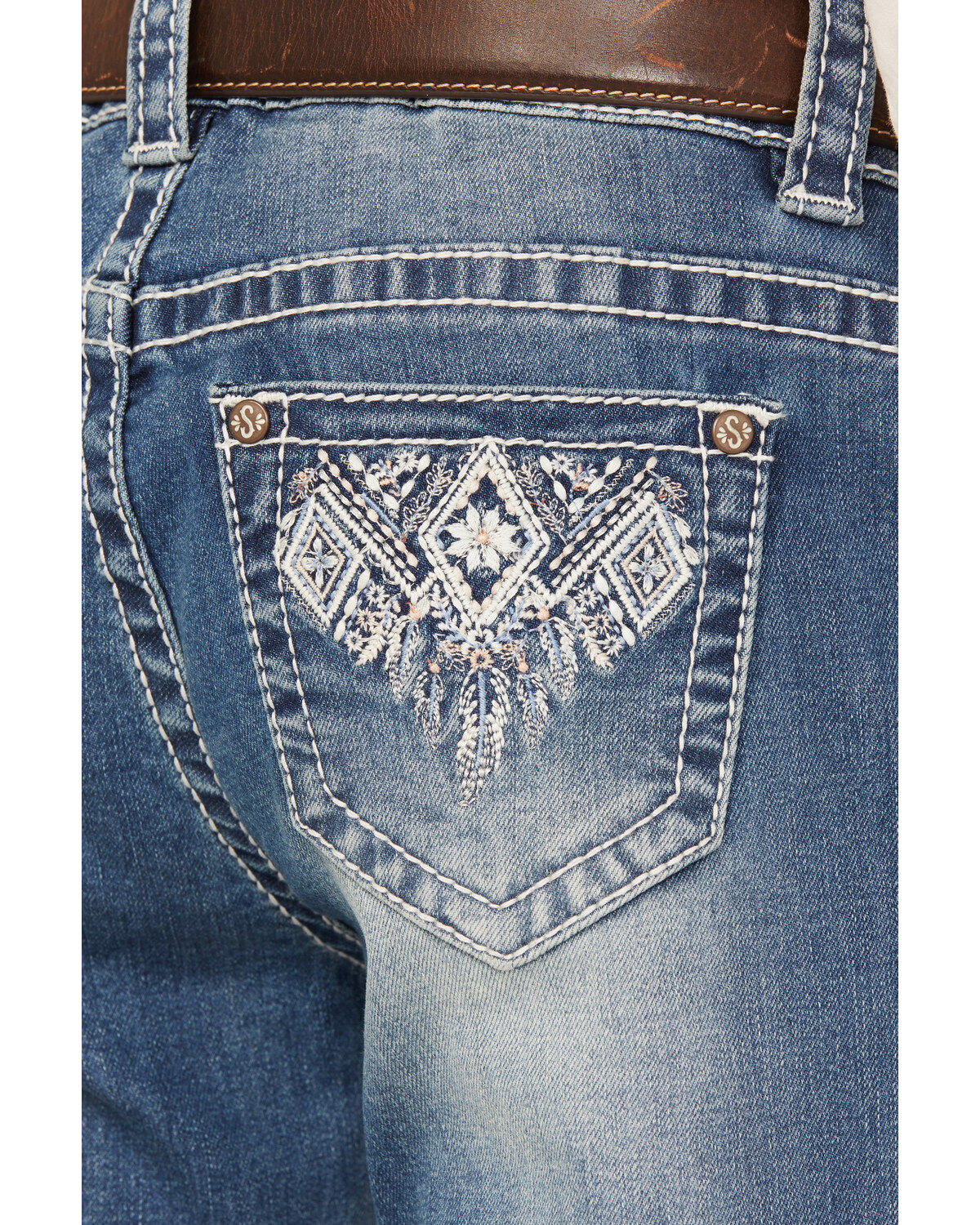 Shyanne Girls' Medium Wash Diamond Dreamcatcher Stretch Bootcut Jeans