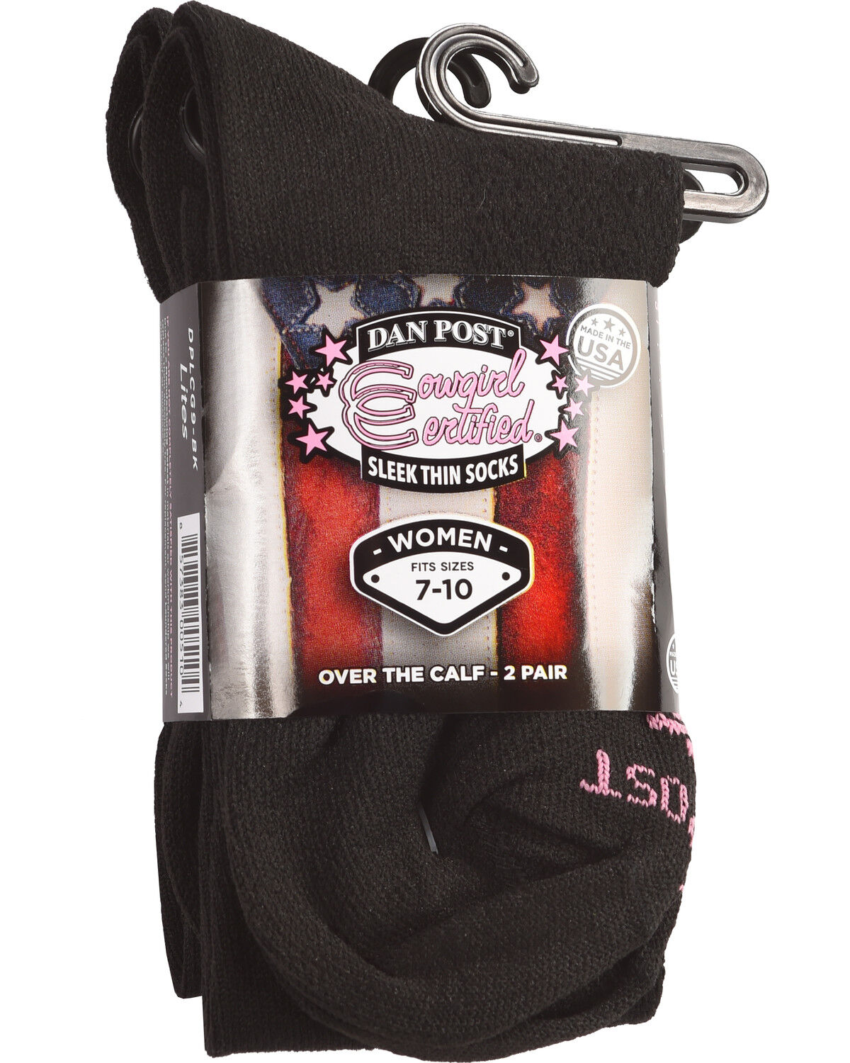 Dan Post Women's Cowgirl Certified Sleek Thin Socks - Black