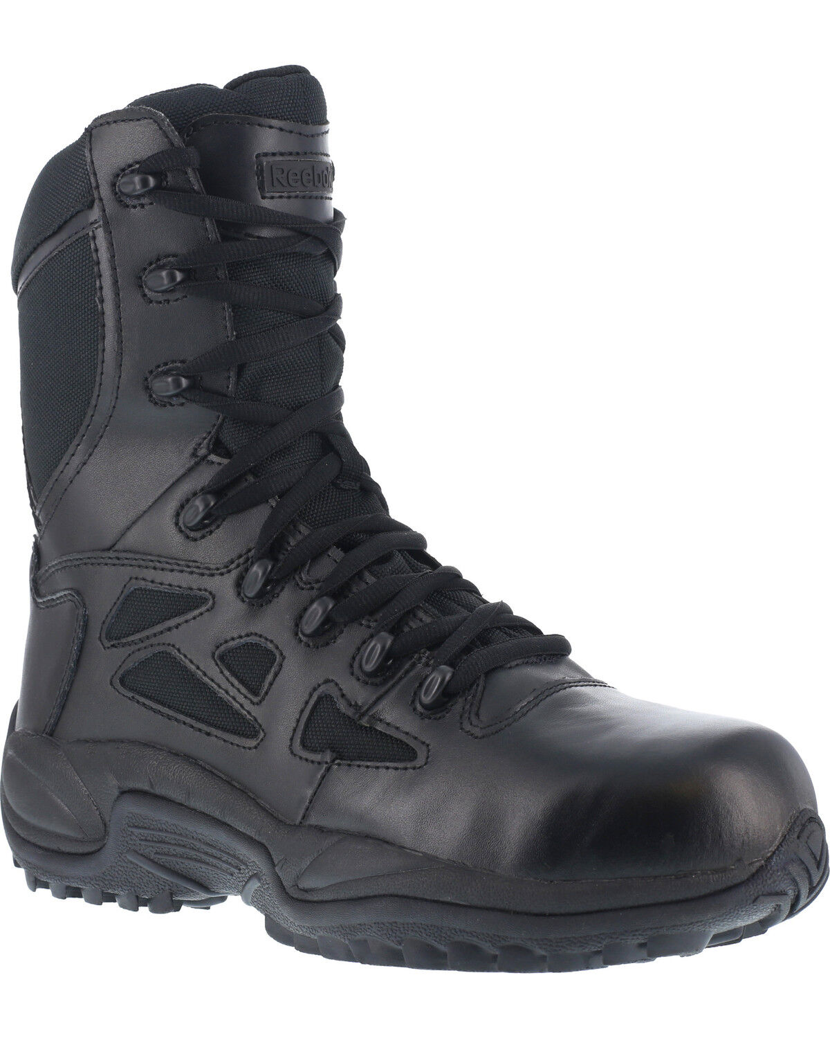 Reebok Men's Stealth 8" Lace-Up Black Side-Zip Work Boots - Soft Toe