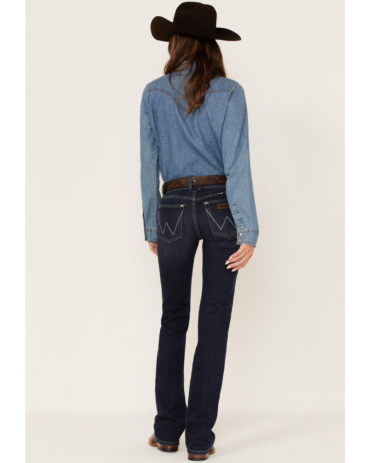 Wrangler Retro Women's Dark Wash Mid Rise Mae Alexis Stretch Bootcut Jeans