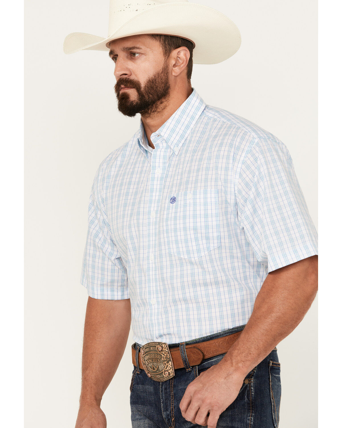 Wrangler Men's Classic Plaid Print Short Sleeve Button-Down Western Shirt