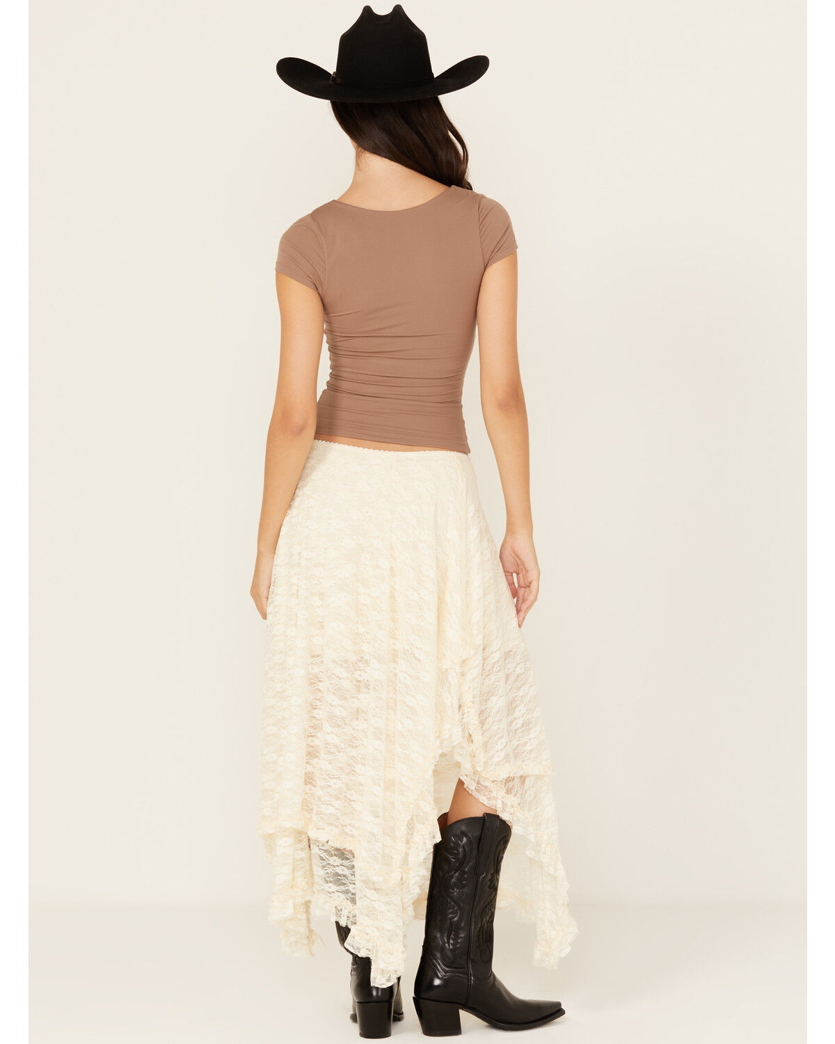 Originality Women's Novelty Hem Lace Midi Skirt