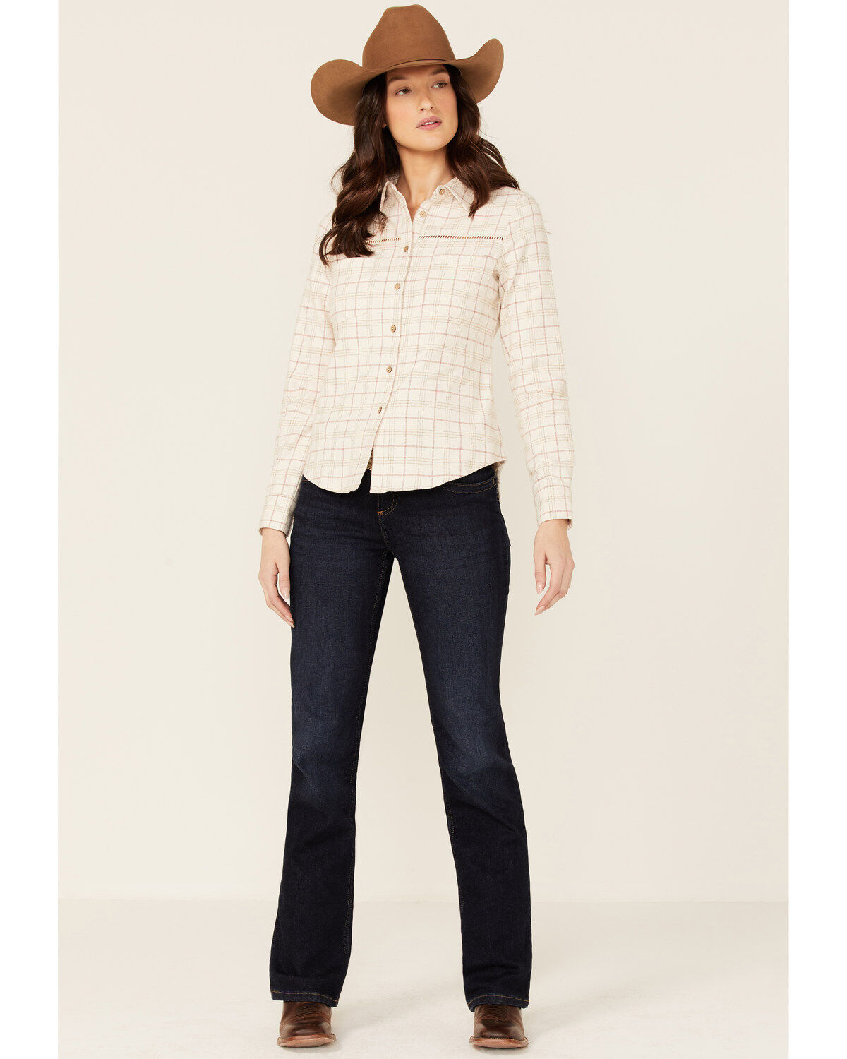 Shyanne Women's Plaid Print Long Sleeve Button-Down Shirt