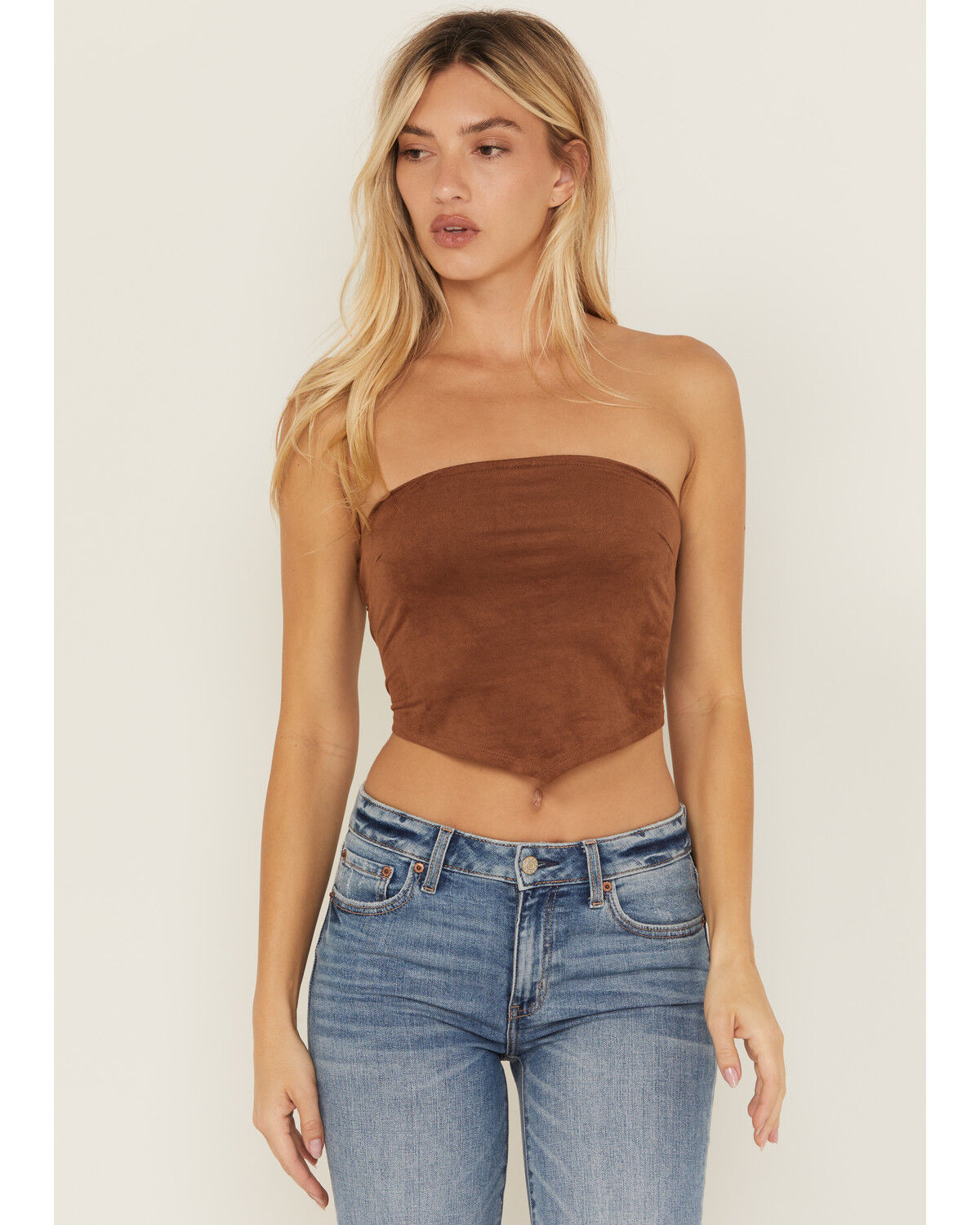 Originality Women's Suede Handkerchief Strapless Top