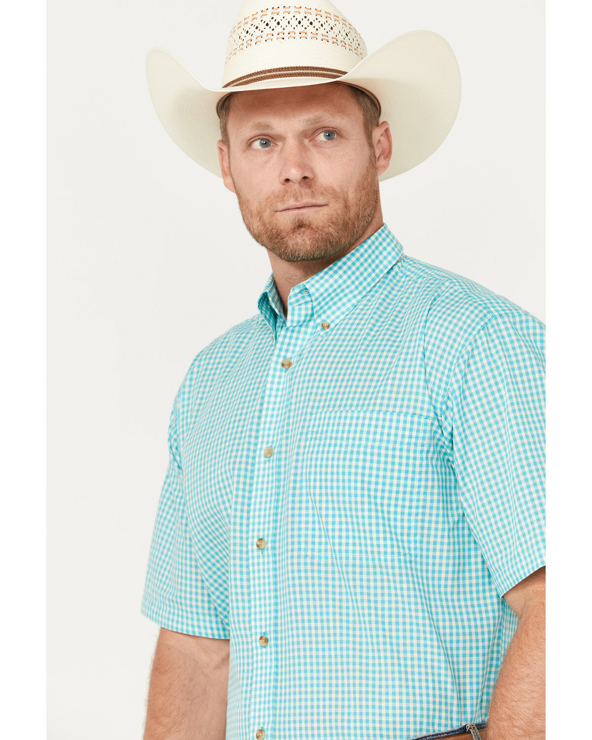Wrangler Riata Men's Assorted Plaid Print Short Sleeve Button-Down Western Shirt