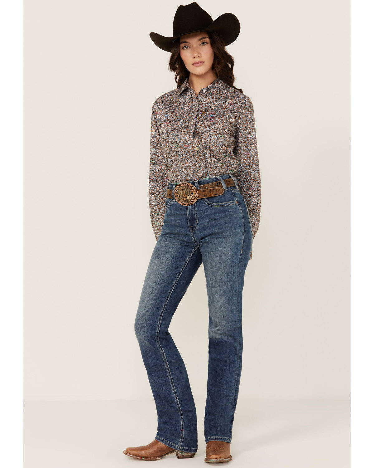 Rock & Roll Denim Women's Medium Wash High Rise Modest Bootcut Stretch Denim Jeans