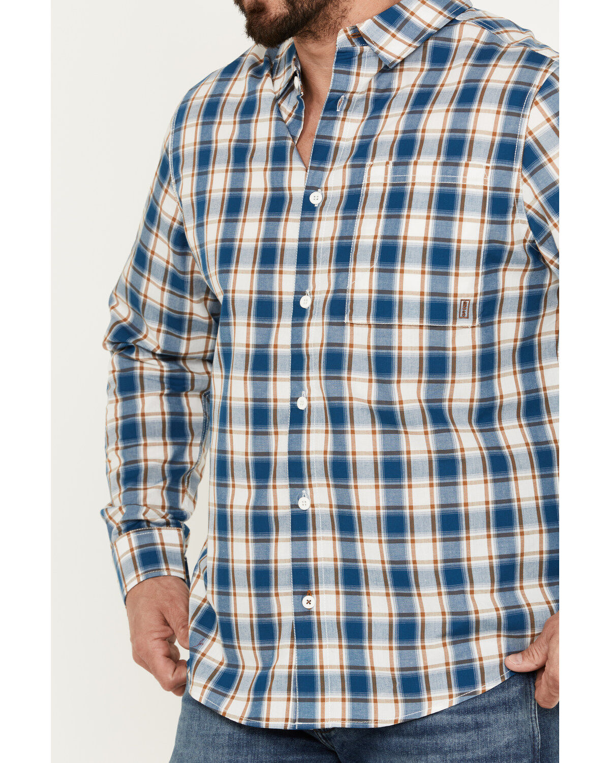 Brothers and Sons Men's Woodward Plaid Print Long Sleeve Button-Down Western Shirt