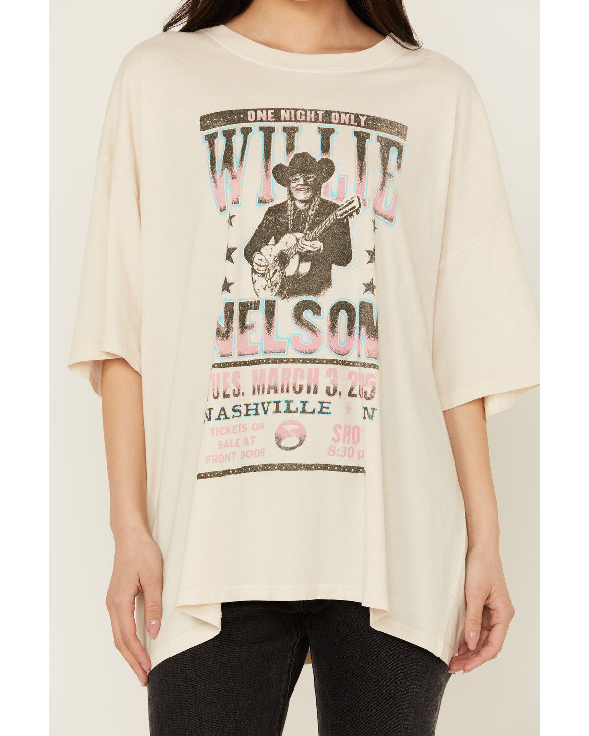 Day Dreamer Women's Willie Nelson Short Sleeve Oversized Graphic Tee
