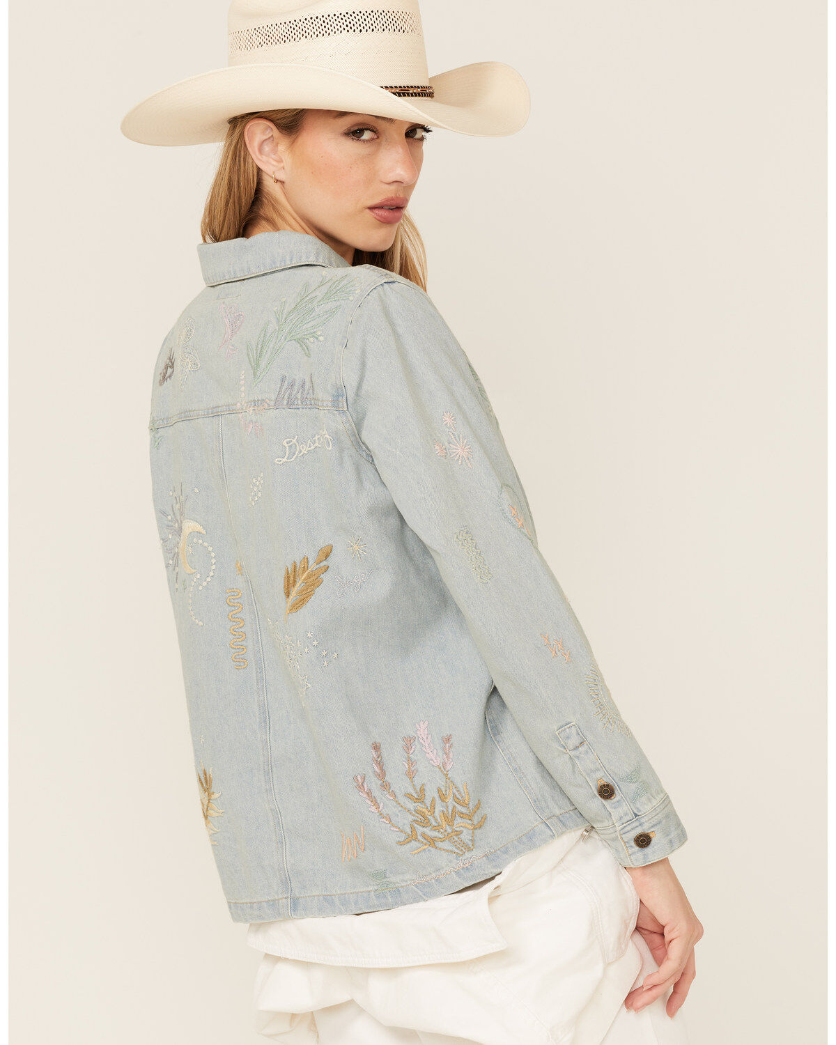 Johnny Was Women's Sezane Embroidered Denim Jacket