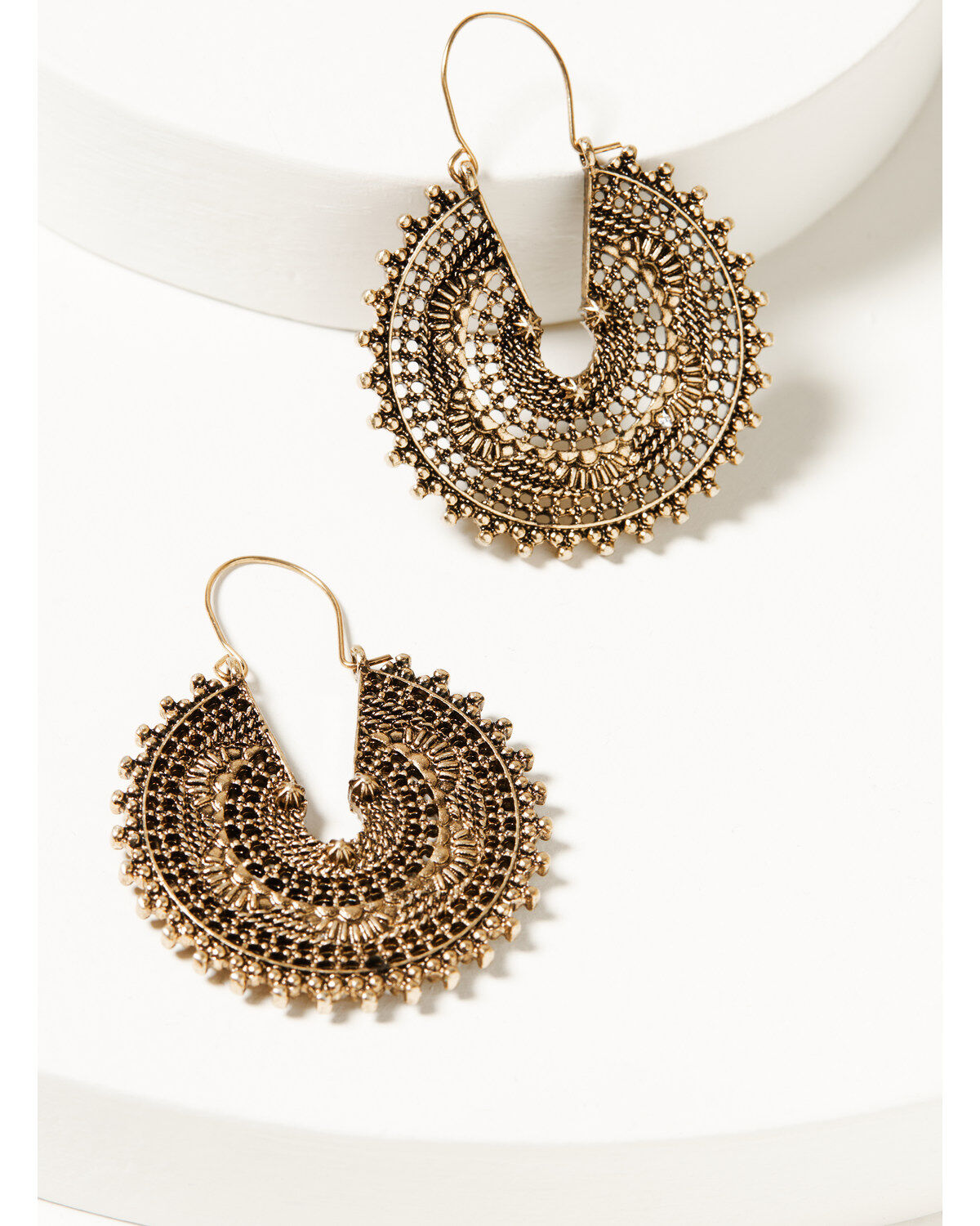 Shyanne Women's Summer Moon Antique Stamped Hoop Earrings