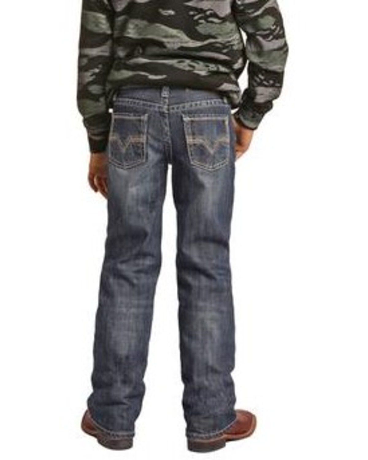 Rock & Roll Denim Boys' Dark Wash Ladder Stitch Bootcut Jeans