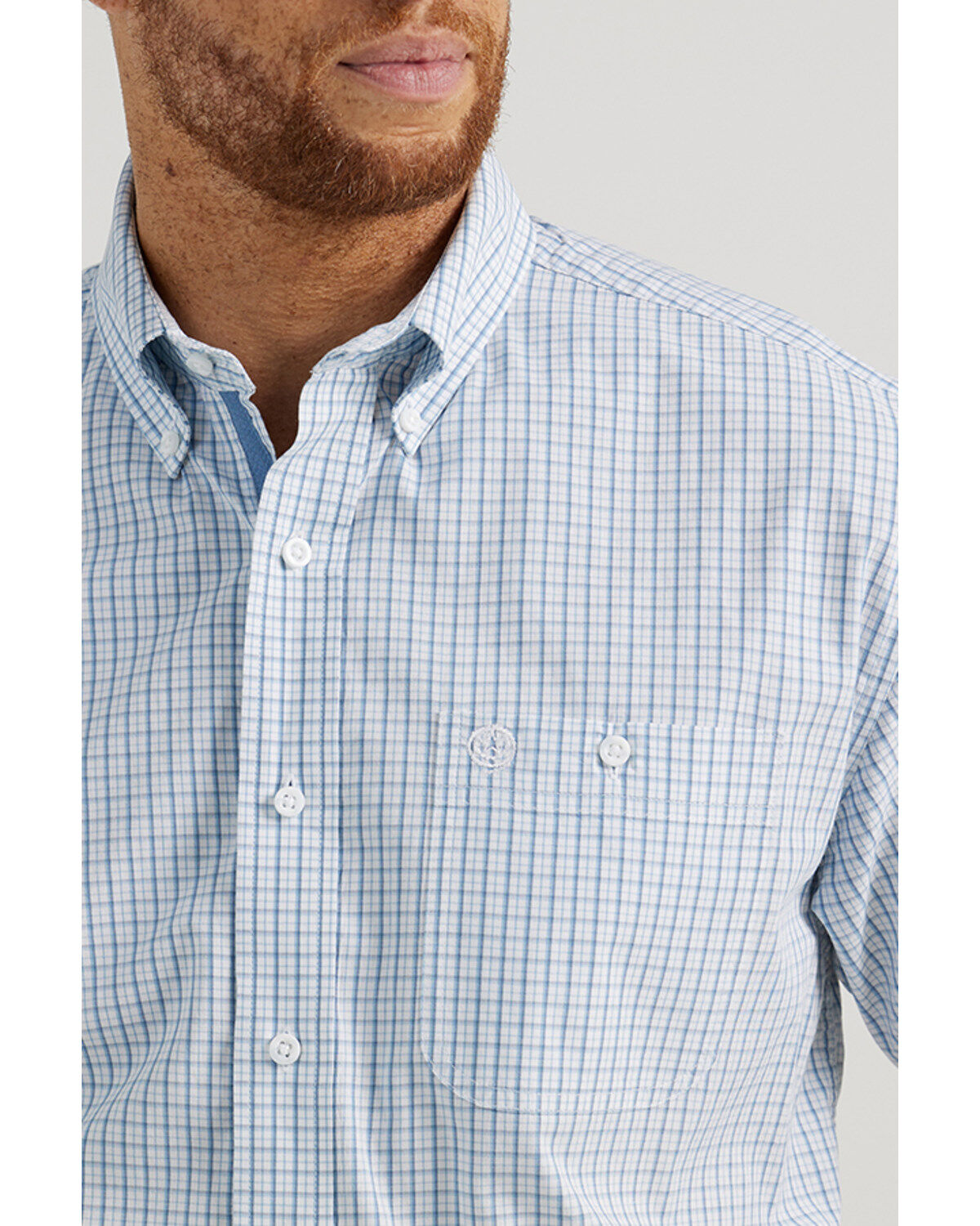 George Strait by Wrangler Men's Plaid Print Short Sleeve Button-Down Stretch Western Shirt