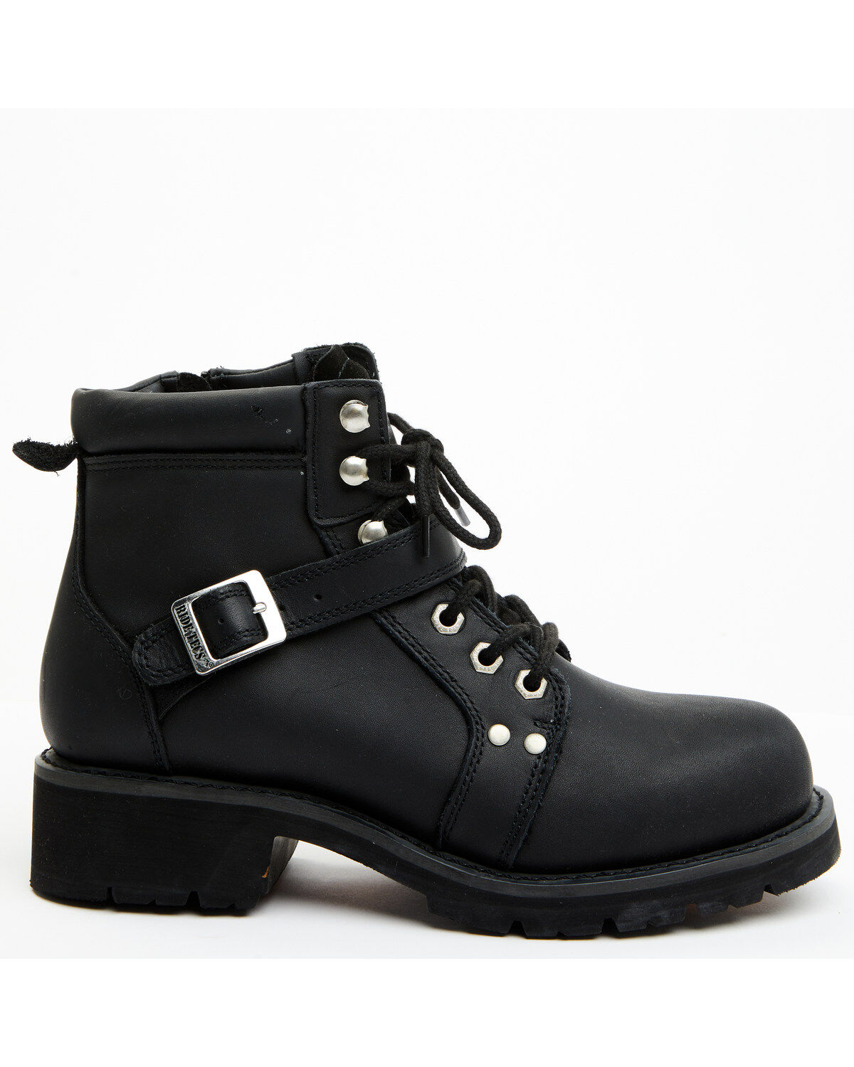 Ad Tec Women's 6" Lace Zipper Biker Boots - Soft Toe