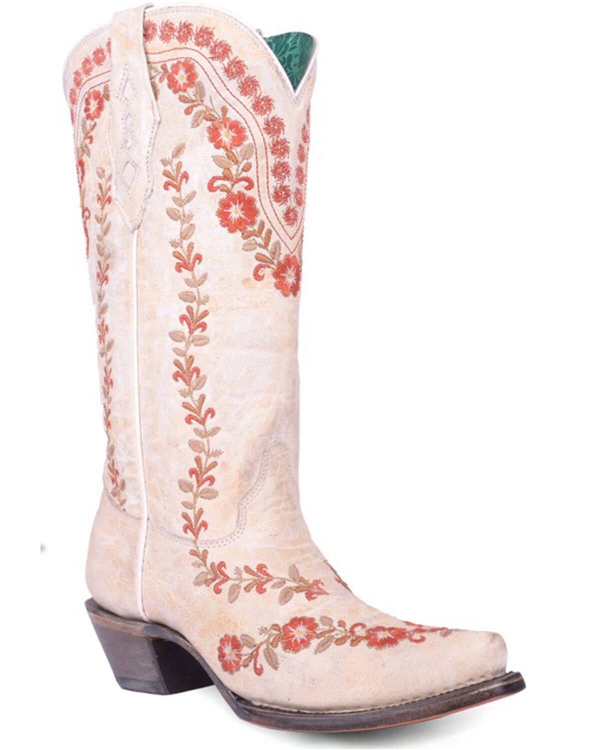 Corral Women's Flowered Embroidery Blacklight Western Boots - Snip Toe