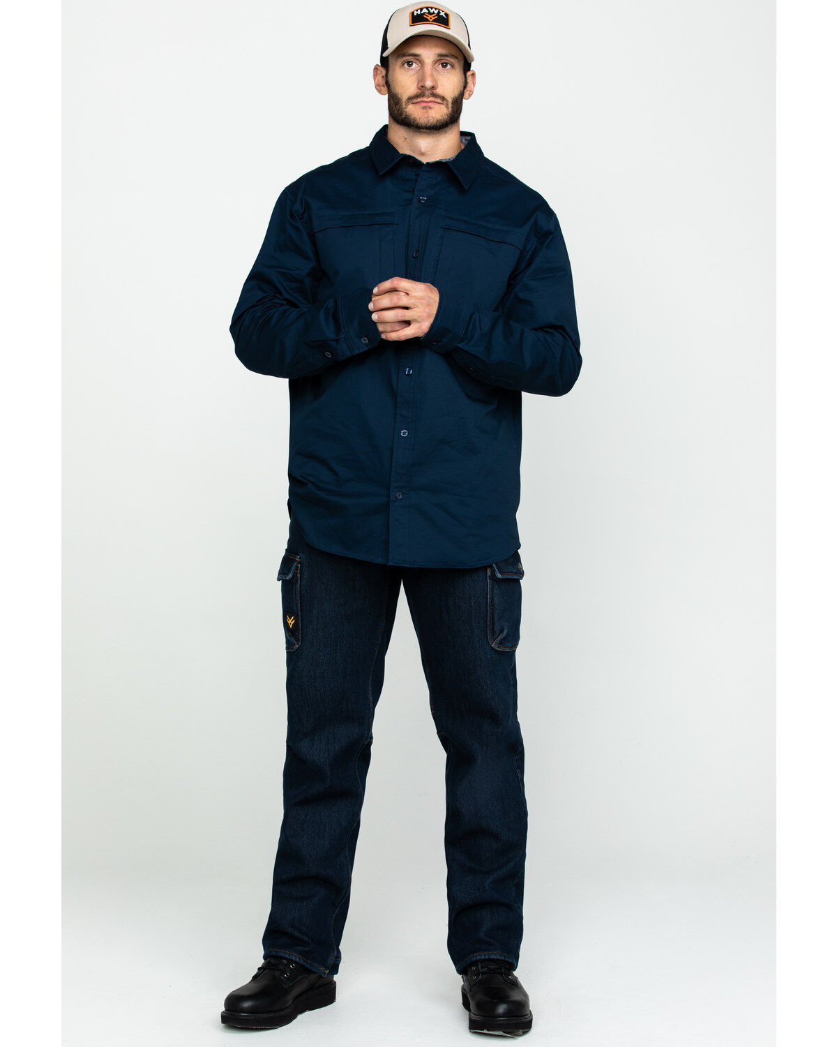 Hawx Men's Navy Stretch Twill Long Sleeve Work Shirt