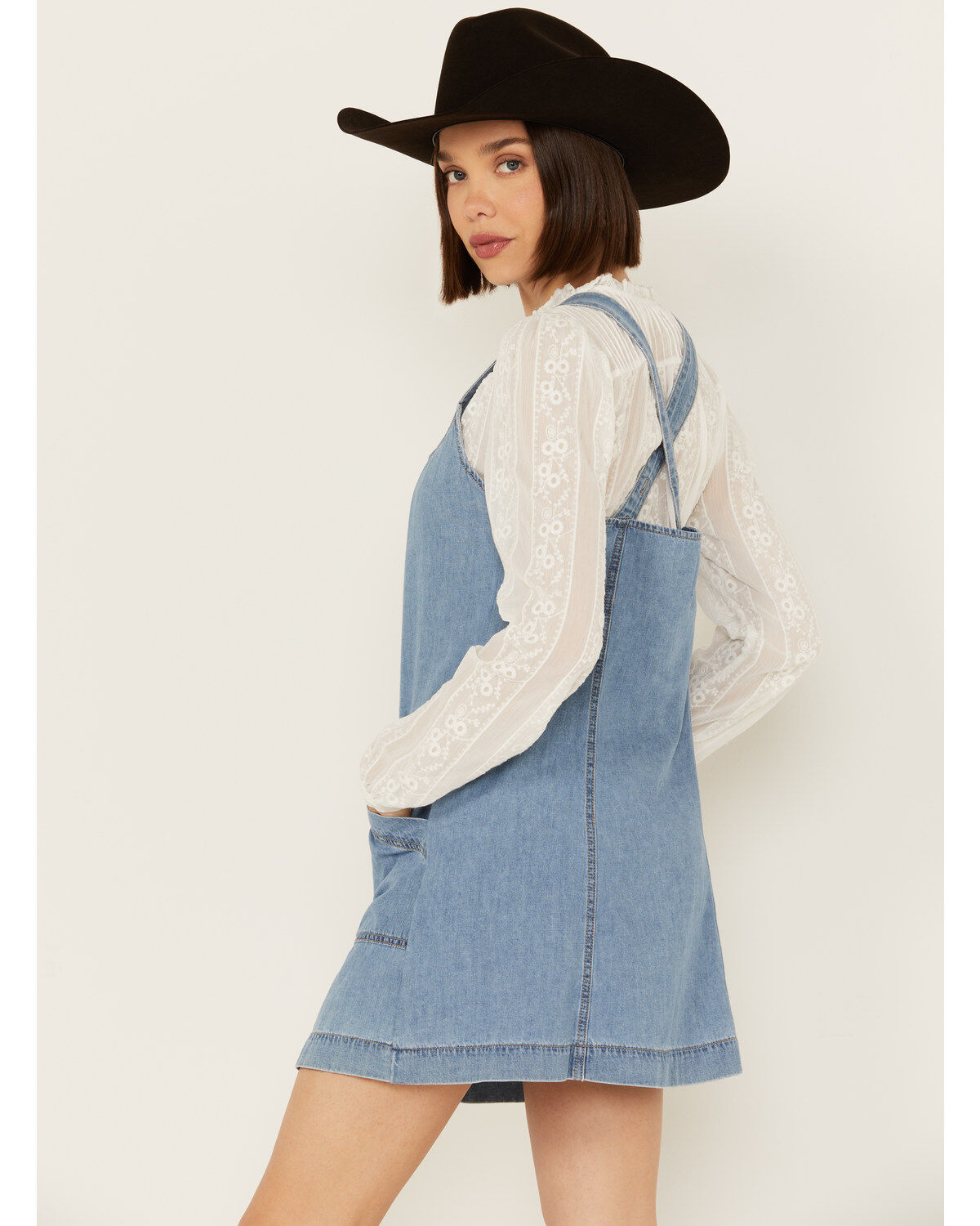 Cleo + Wolf Women's Rigid Oakes Medium Wash A-Line Denim Mini Dress