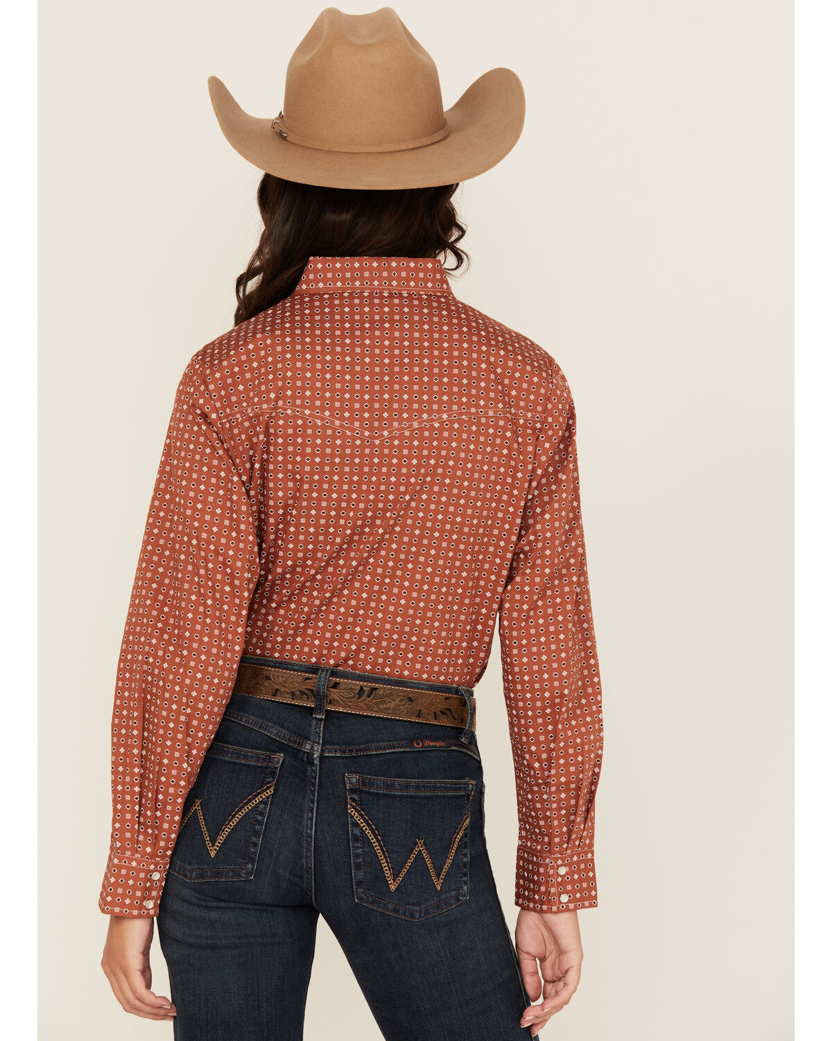 Ely Walker Women's Geo Print Long Sleeve Snap Stretch Western Shirt