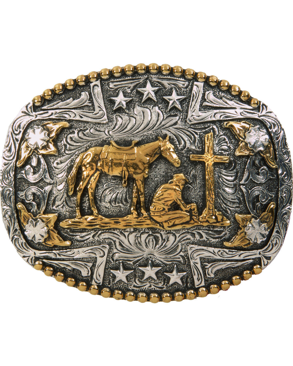 AndWest Men's Oval Praying Cowboy Belt Buckle