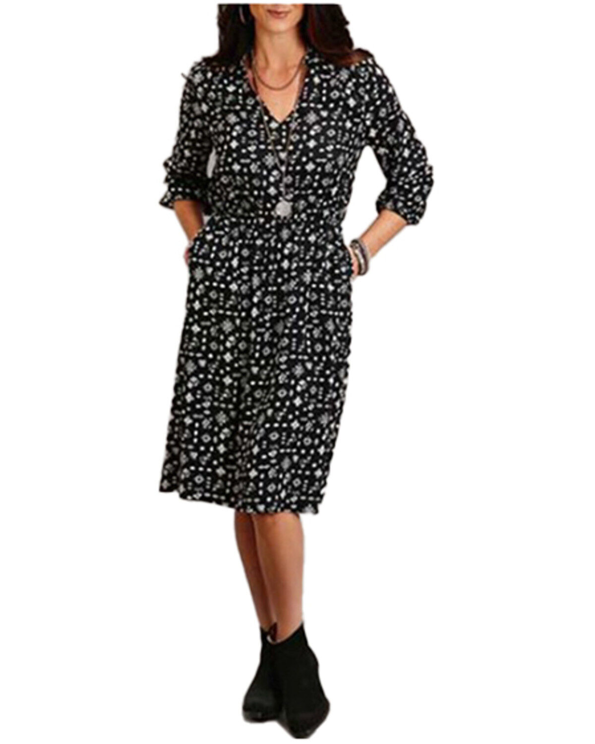 Roper Women's Southwestern Print Long Sleeve Midi Dress