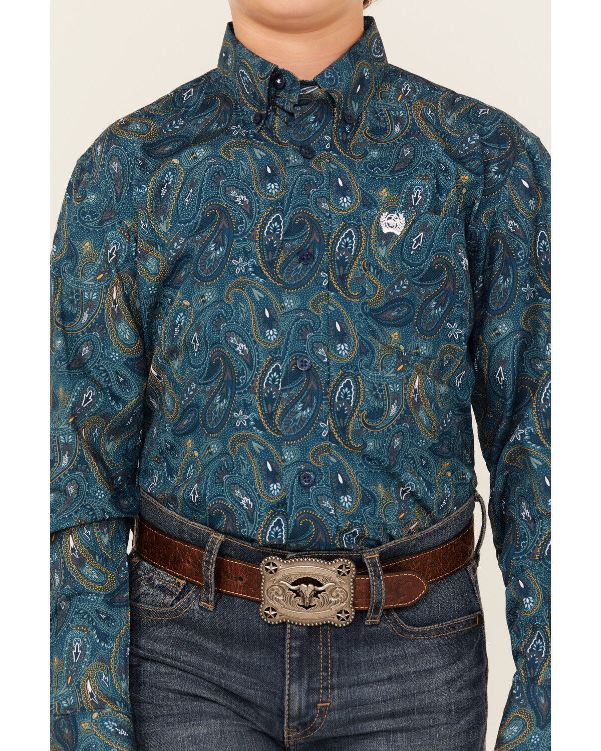 Cinch Boys' Paisley Print Long Sleeve Button-Down Western Shirt