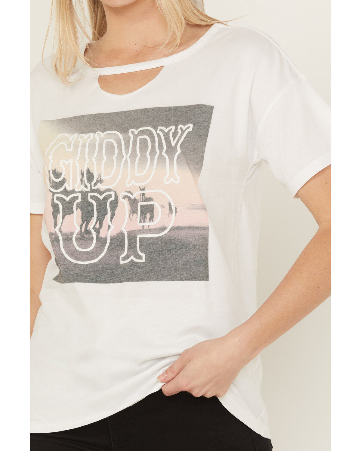 Blended Women's Giddy Up Photo Short Sleeve Graphic Tee