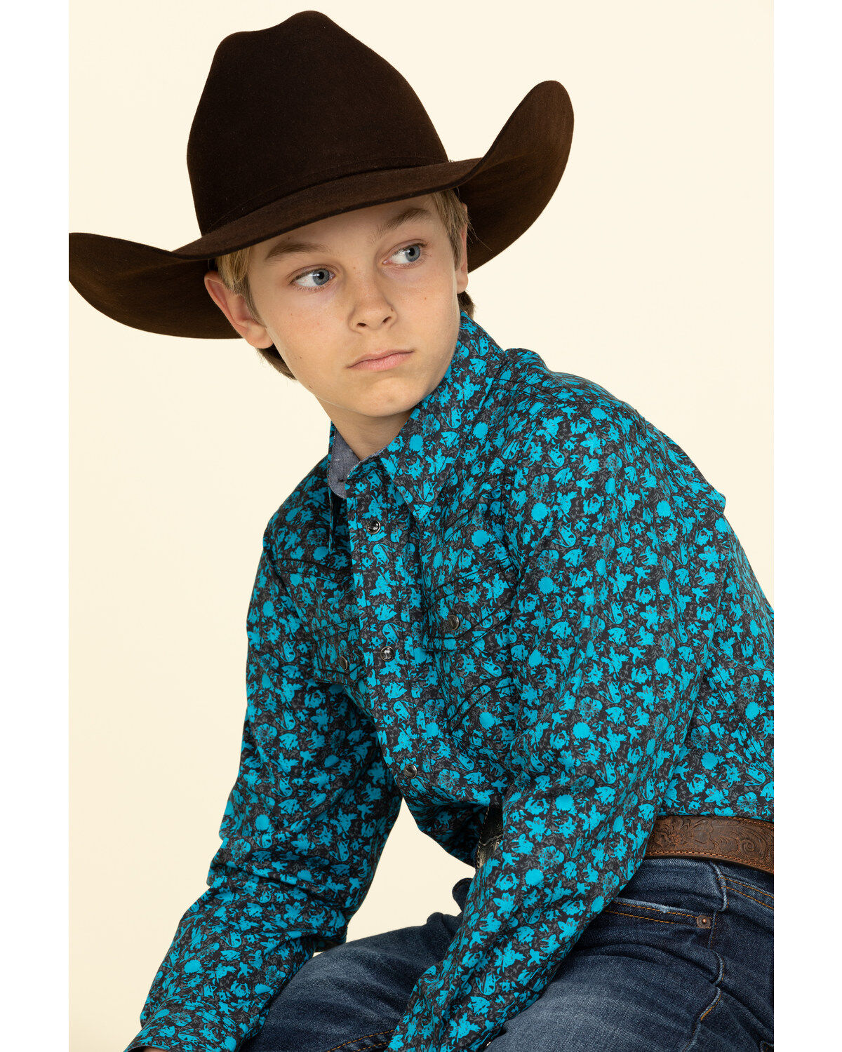 Cody James Boys' High Sierra Floral Print Long Sleeve Western Shirt