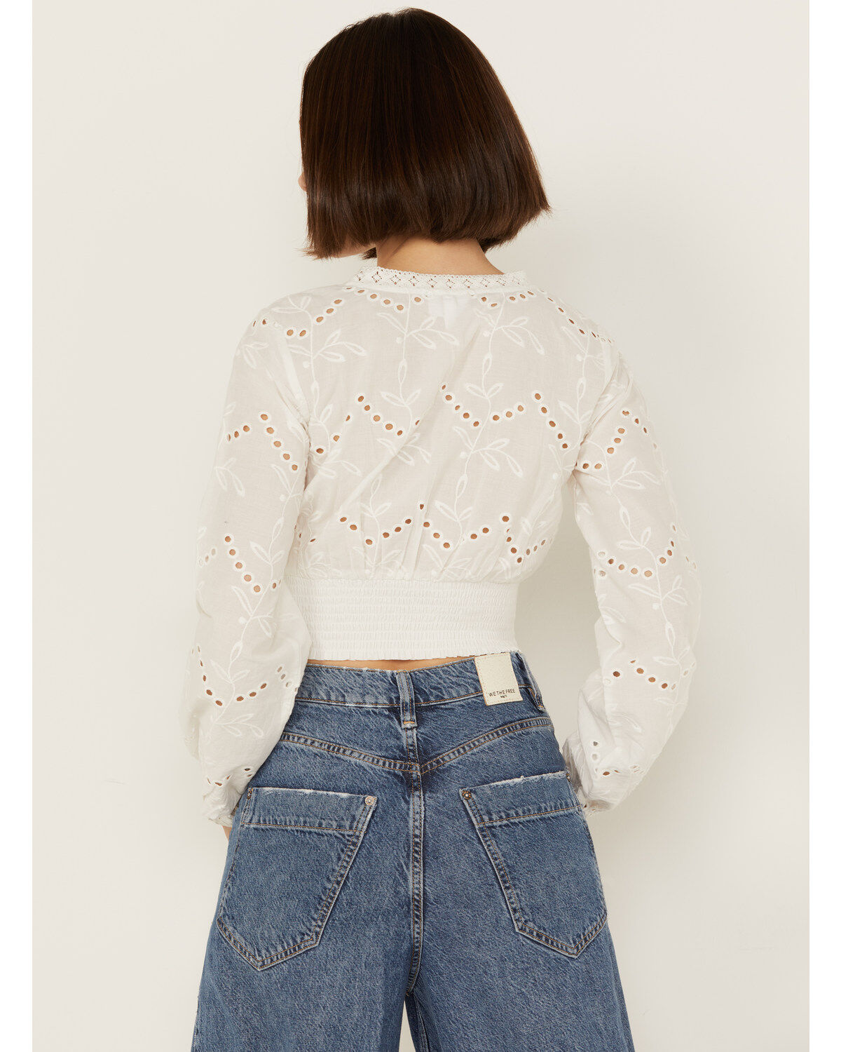 Shyanne Women's Smocked Waist Long Sleeve Crop Top