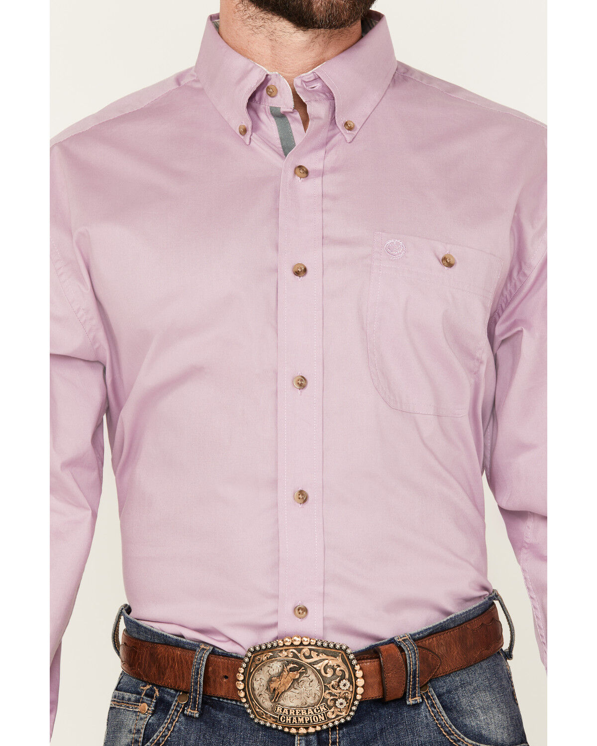 George Strait by Wrangler Men's Solid Long Sleeve Button-Down Stretch Western Shirt