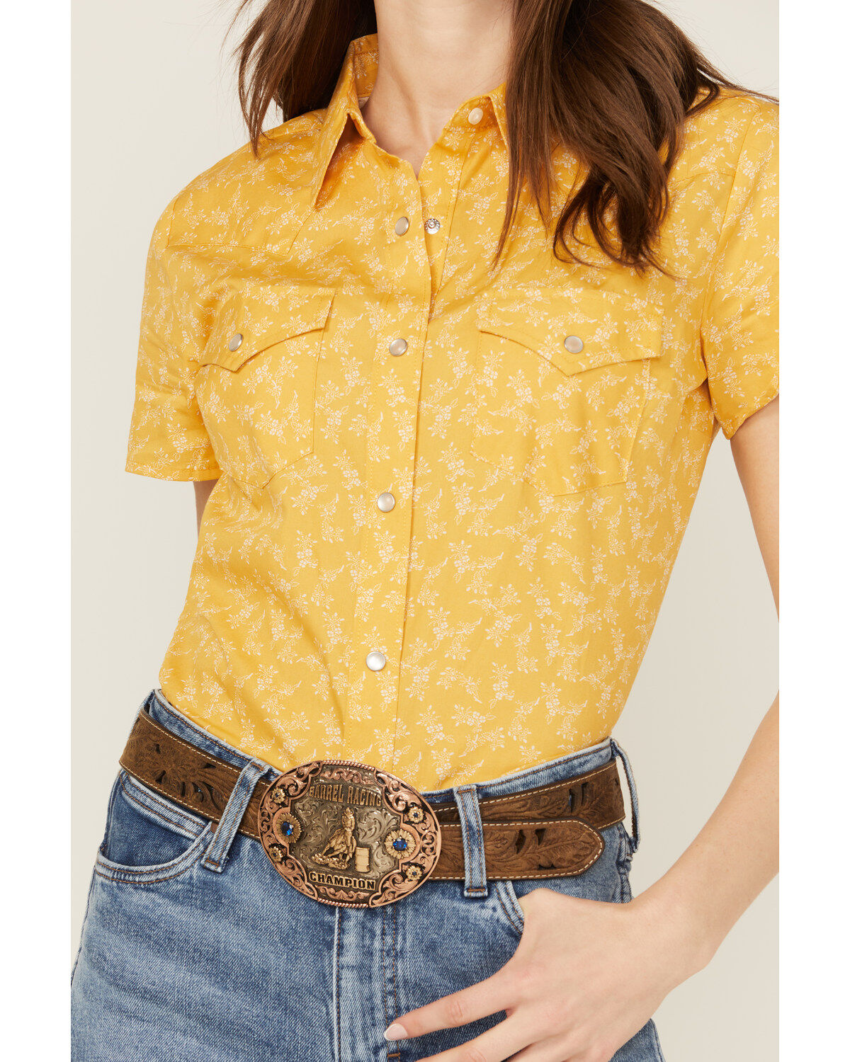 Wrangler Retro Women's Floral Print Short Sleeve Pearl Snap Western Shirt