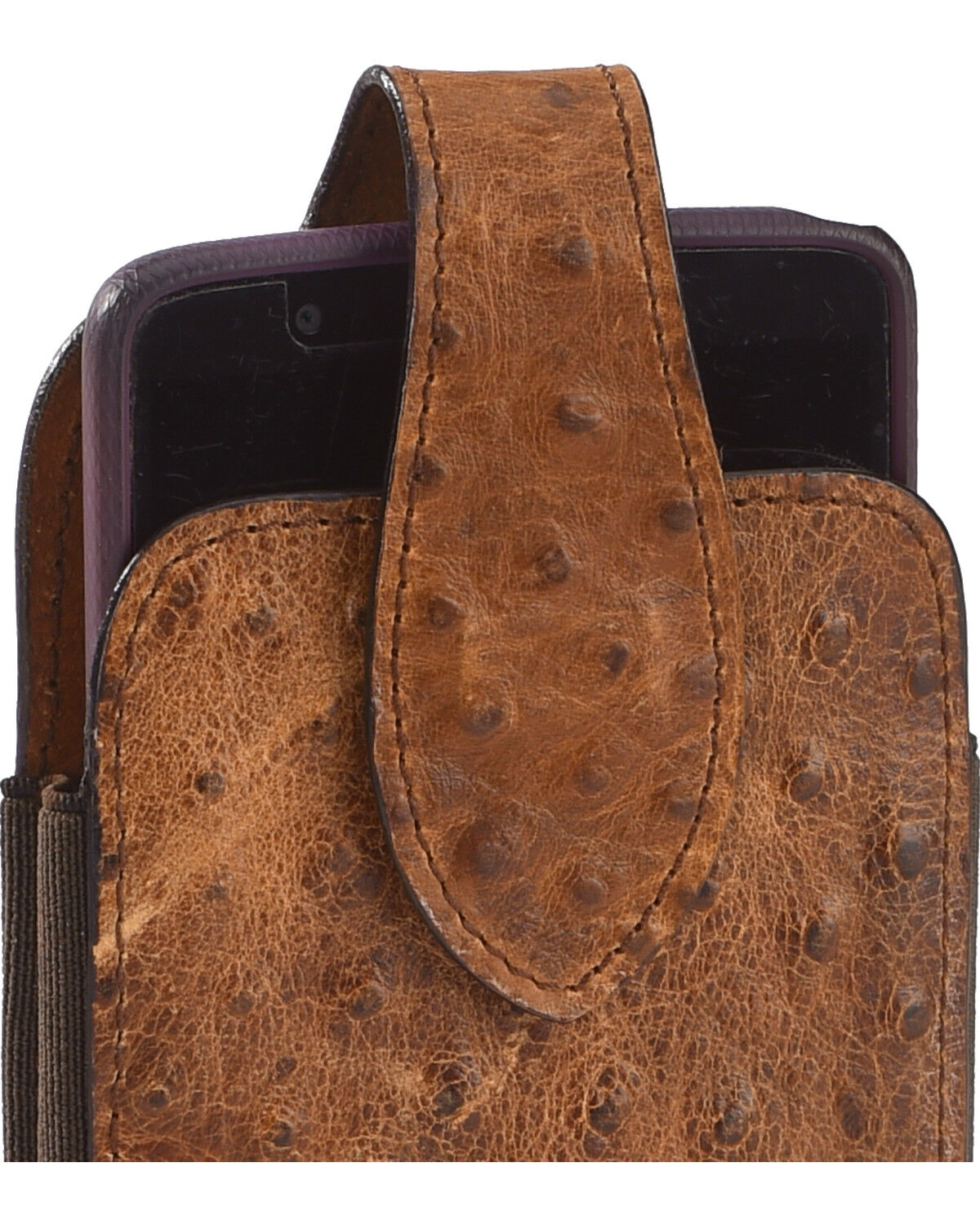 M & F Western Men's Faux Ostrich Cell Phone Clip-On Holder