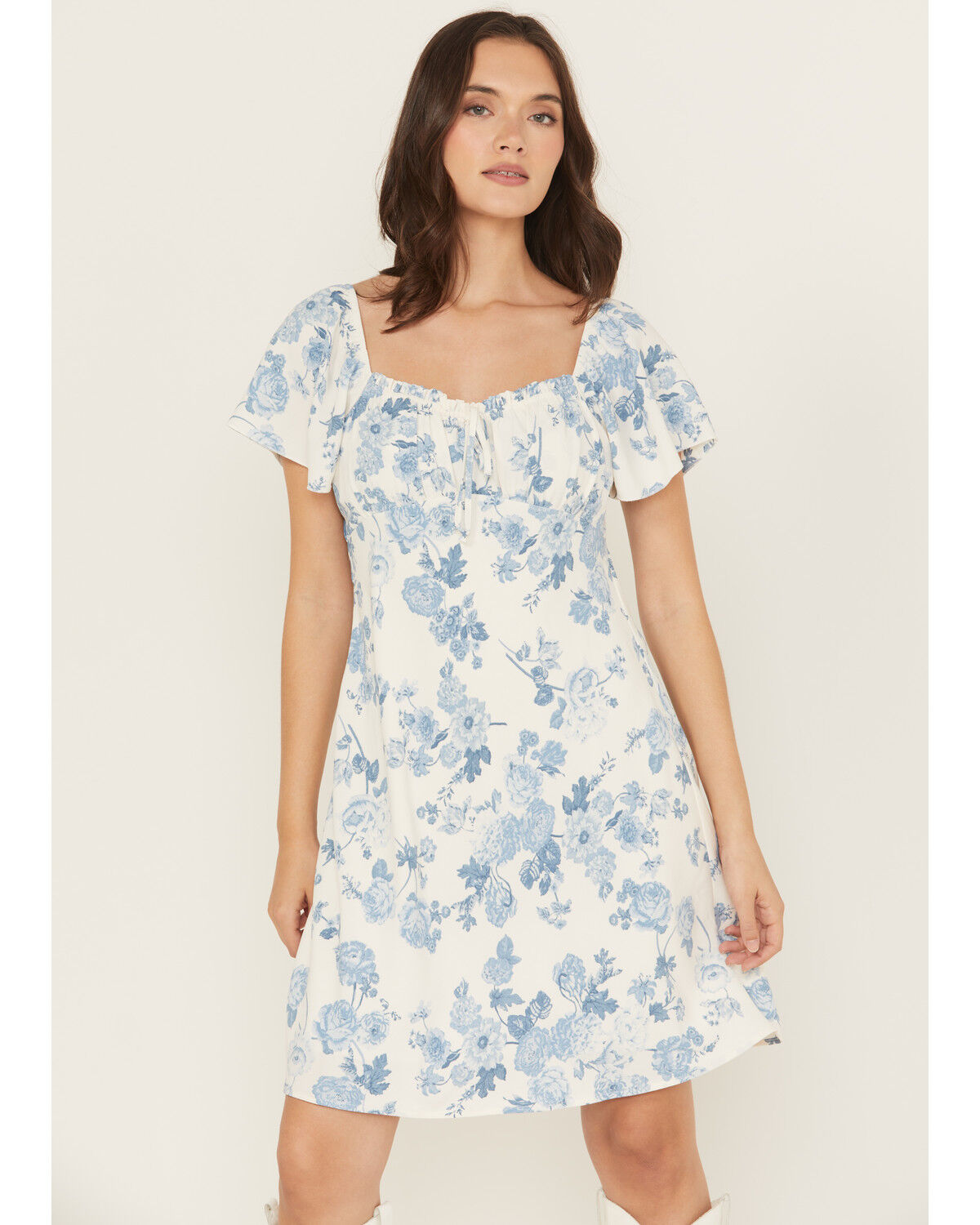 Shyanne Women's Floral Print Tie Front Mini Dress