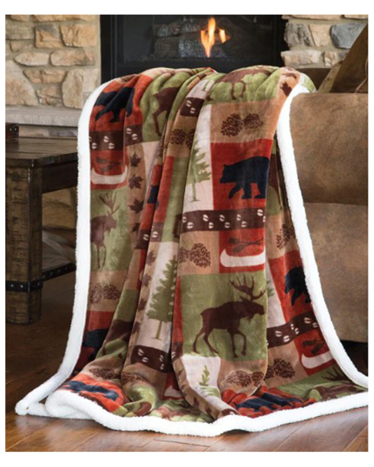Carstens Patchwork Lodge Plush Throw