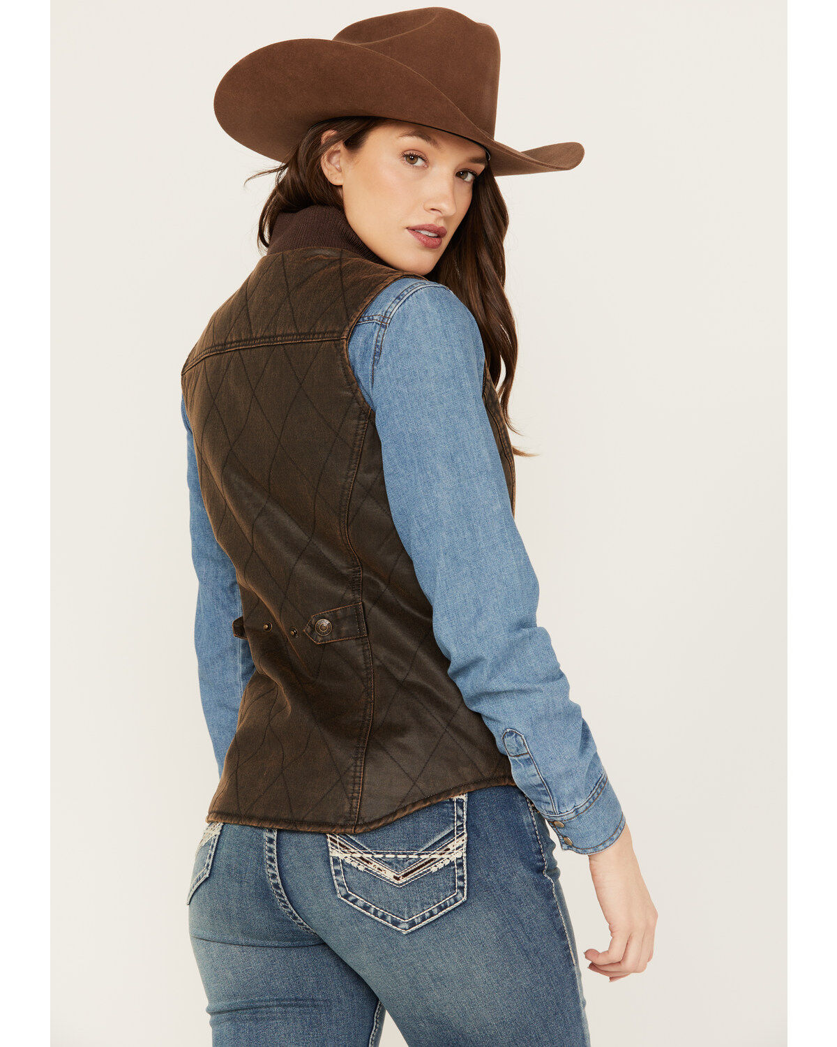 Circle S Women's Zip Front Enzyme Washed Cotton Concealed Carry Vest