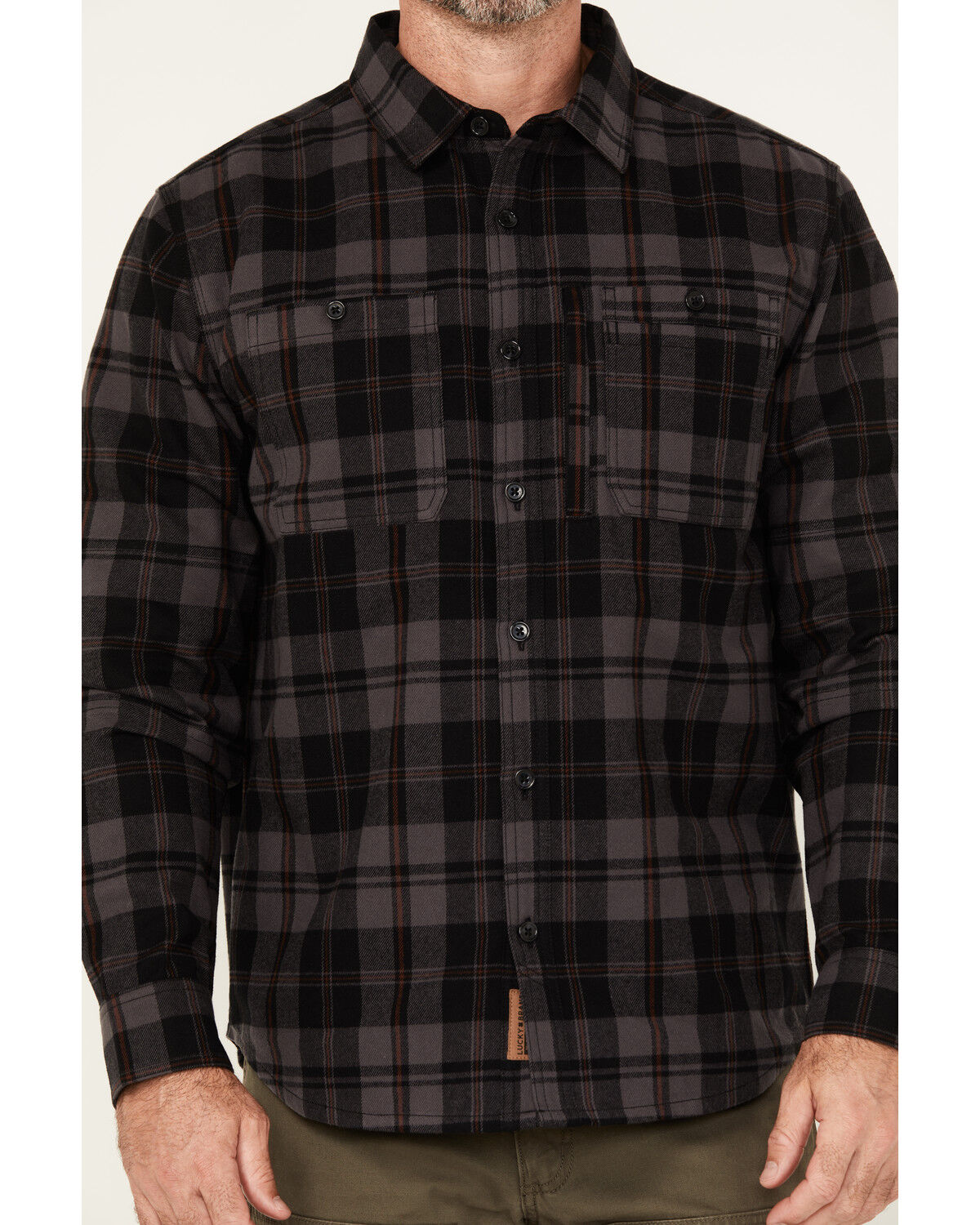 Lucky Brand Workwear Men's Harvest Plaid Print Long Sleeve Button-Down Flannel Shirt