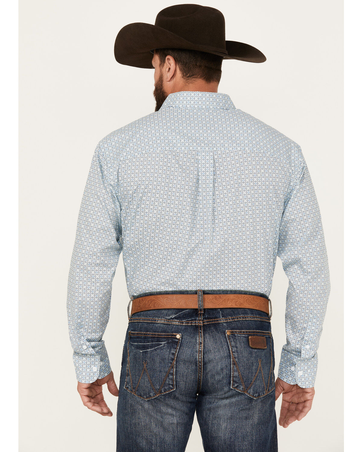 George Strait by Wrangler Men's Geo Print Long Sleeve Button-Down Western Shirt