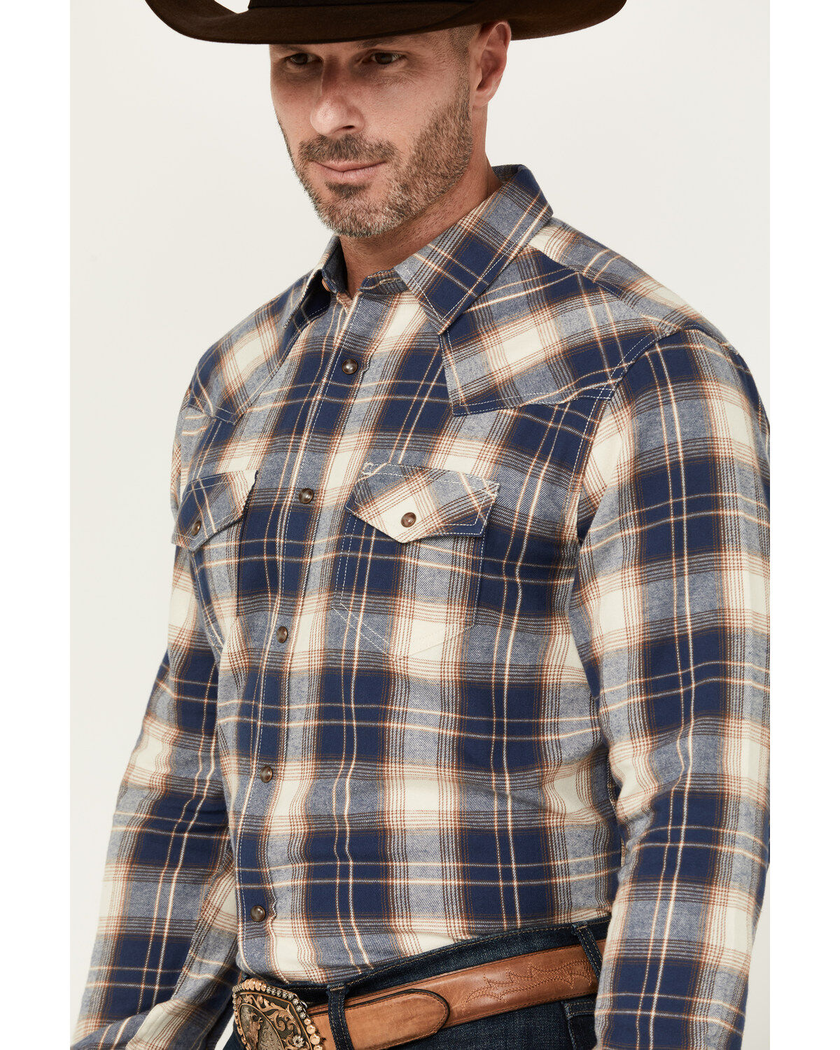 Cody James Men's Harvest Plaid Print Long Sleeve Snap Western Shirt