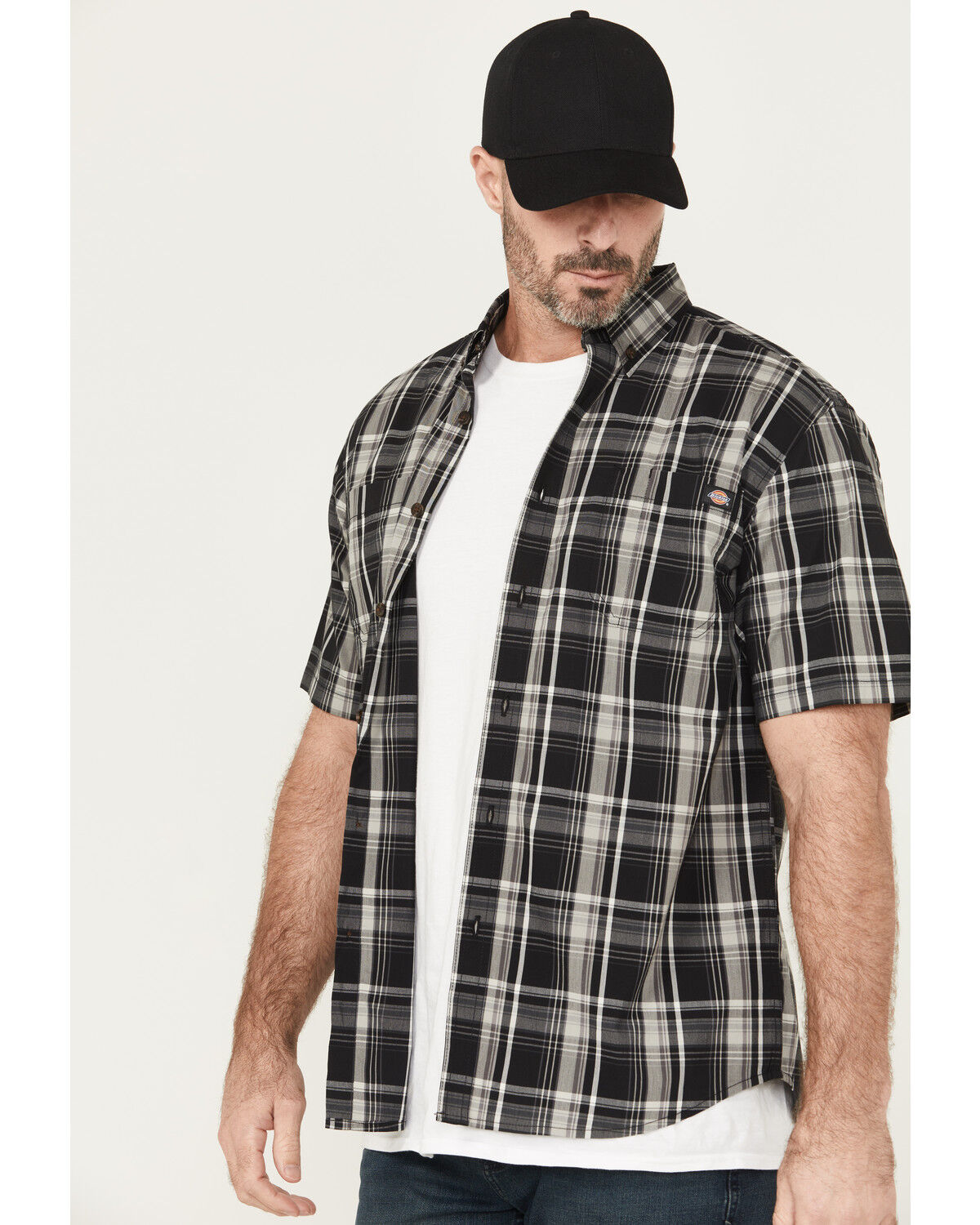 Dickies Men's Flex Plaid Print Short Sleeve Button-Down Work Shirt