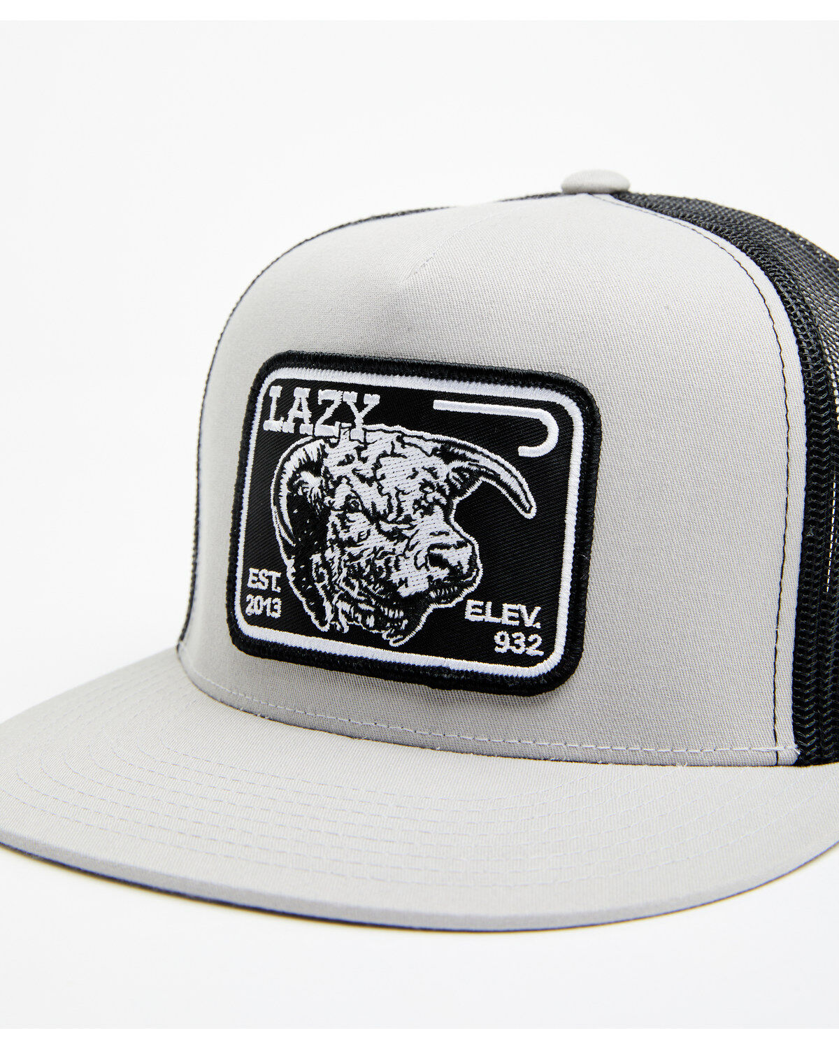 Lazy J Ranch Men's Black Elevation Cowhead Logo Patch Mesh-Back Ball Cap