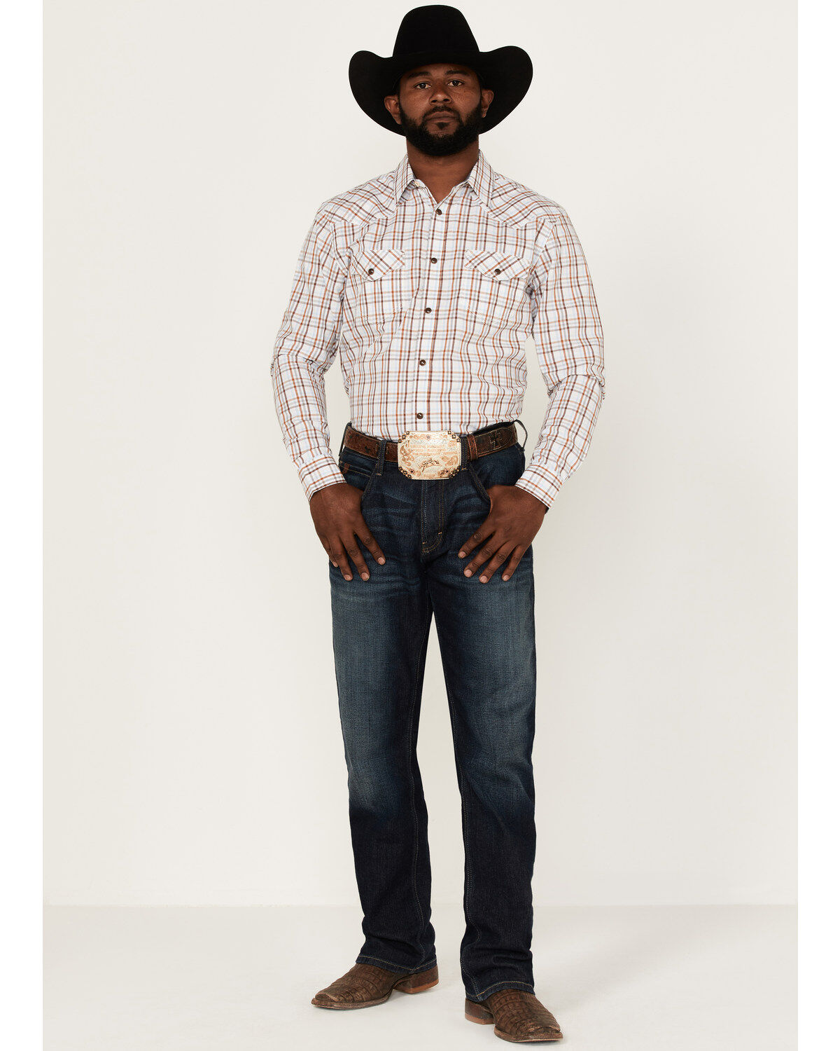 Cody James Men's Fortune Plaid Print Long Sleeve Snap Western Shirt