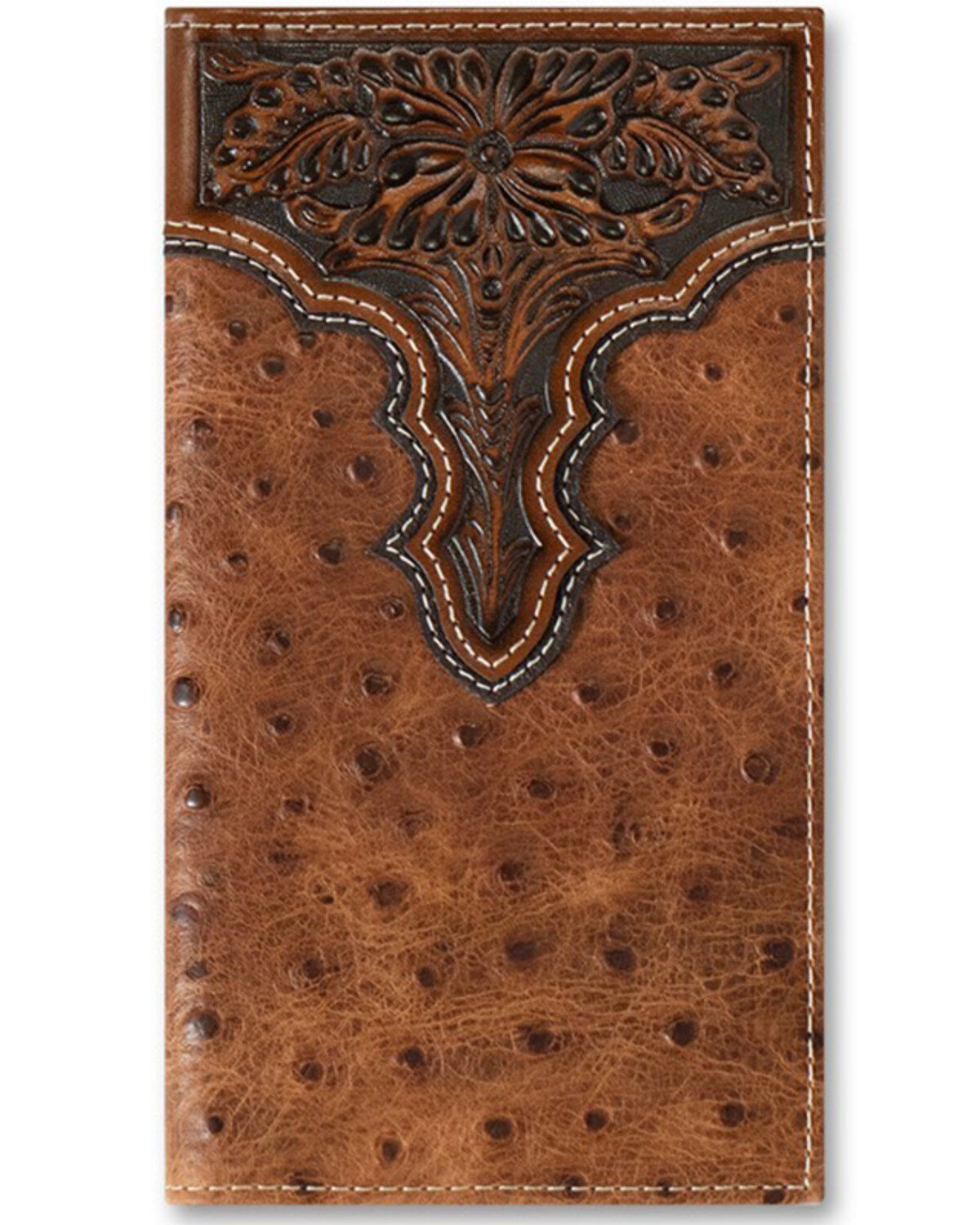 Ariat Men's Rodeo Ostrich Print Floral Embossed Wallet