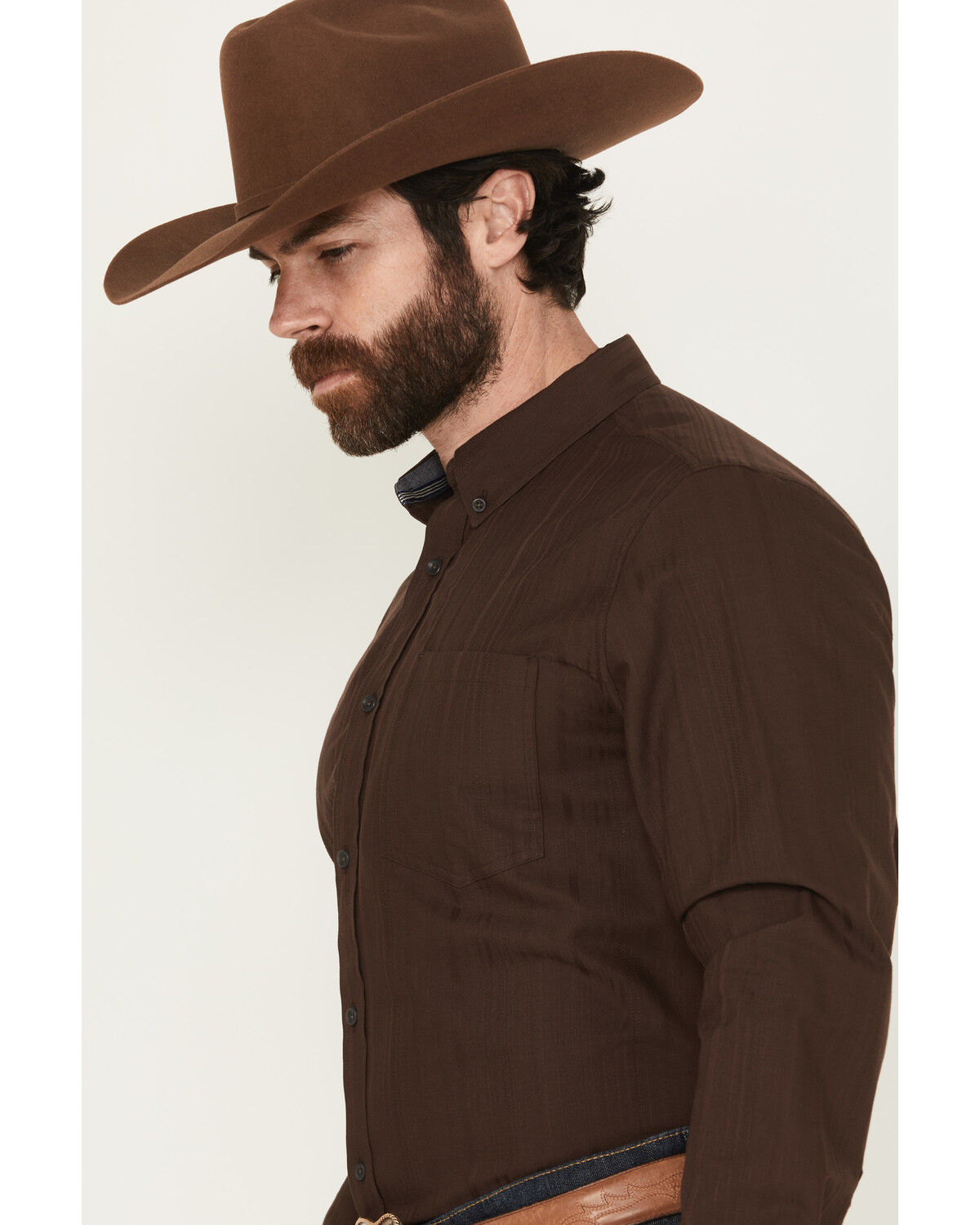 Cody James Men's Old West Tonal Striped Print Long Sleeve Button-Down Western Shirt