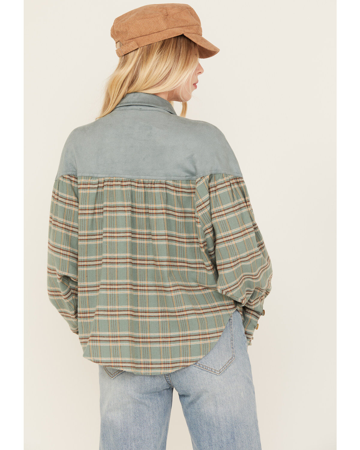 Miss Me Women's Plaid Print Long Sleeve Top